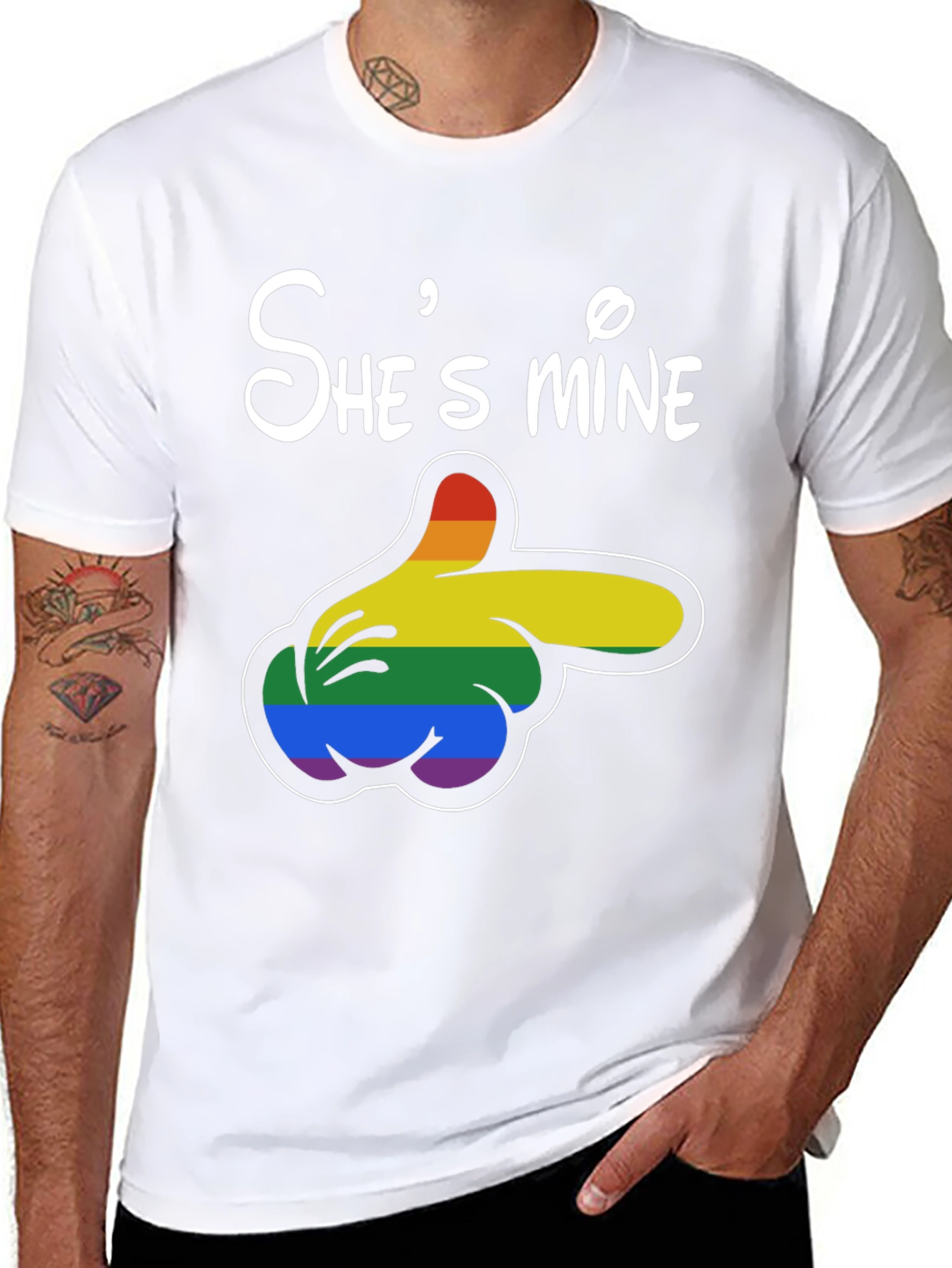 Shes Mine Rainbow Mickey Hand T-Shirt