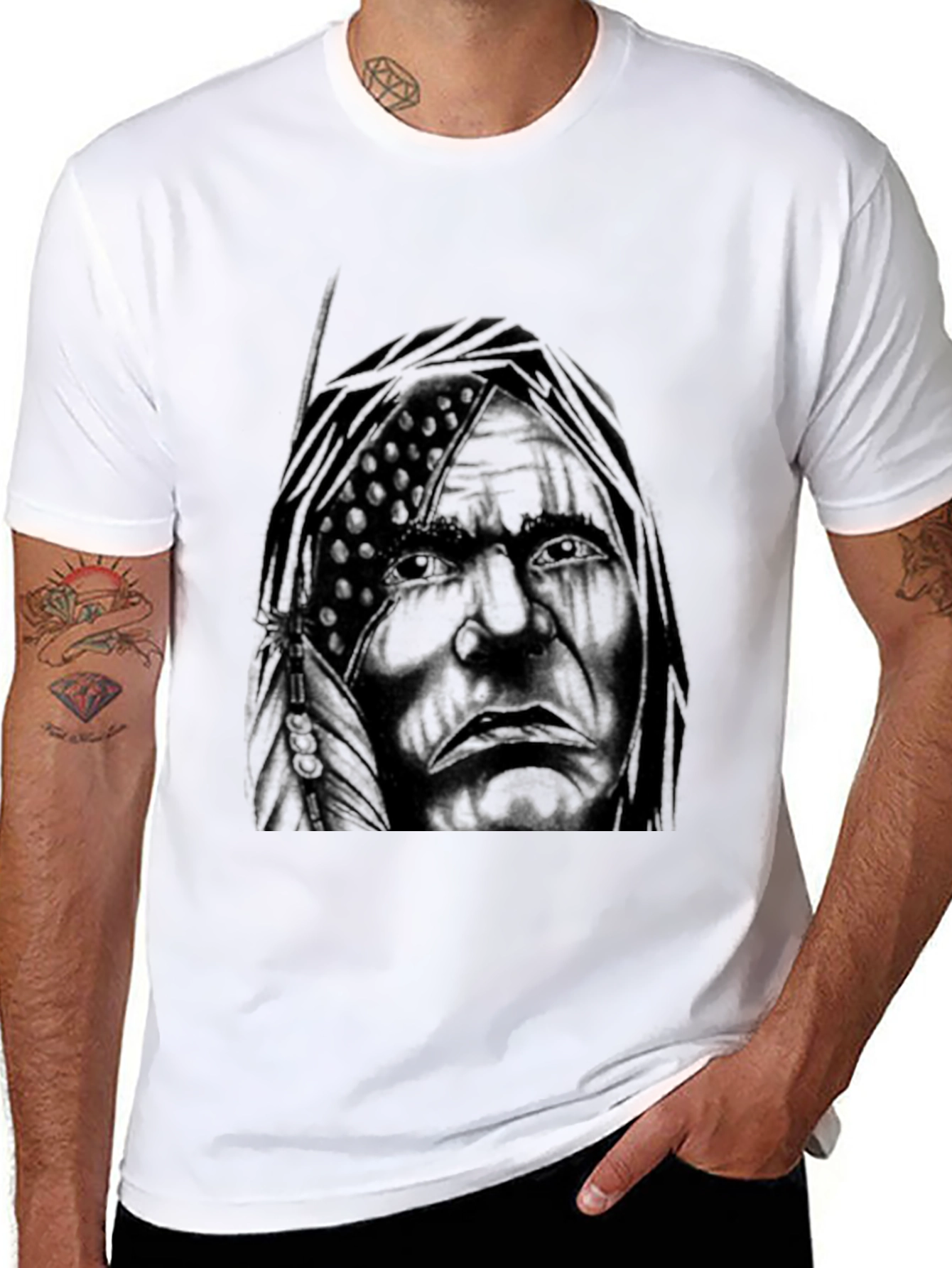 Native American Chief T-Shirt - Black Cotton Tee