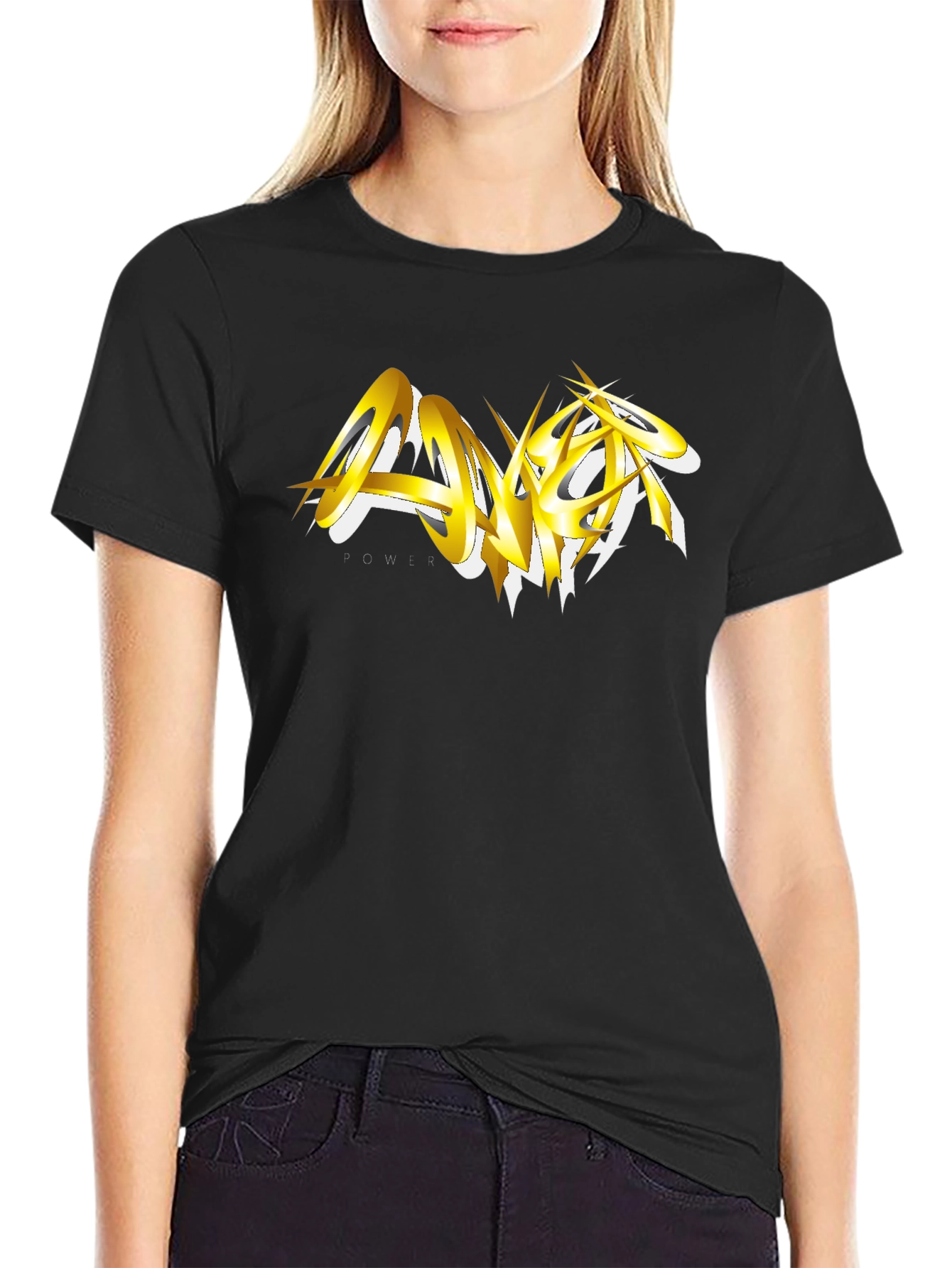 Bold Gold Graphic Black T-Shirt