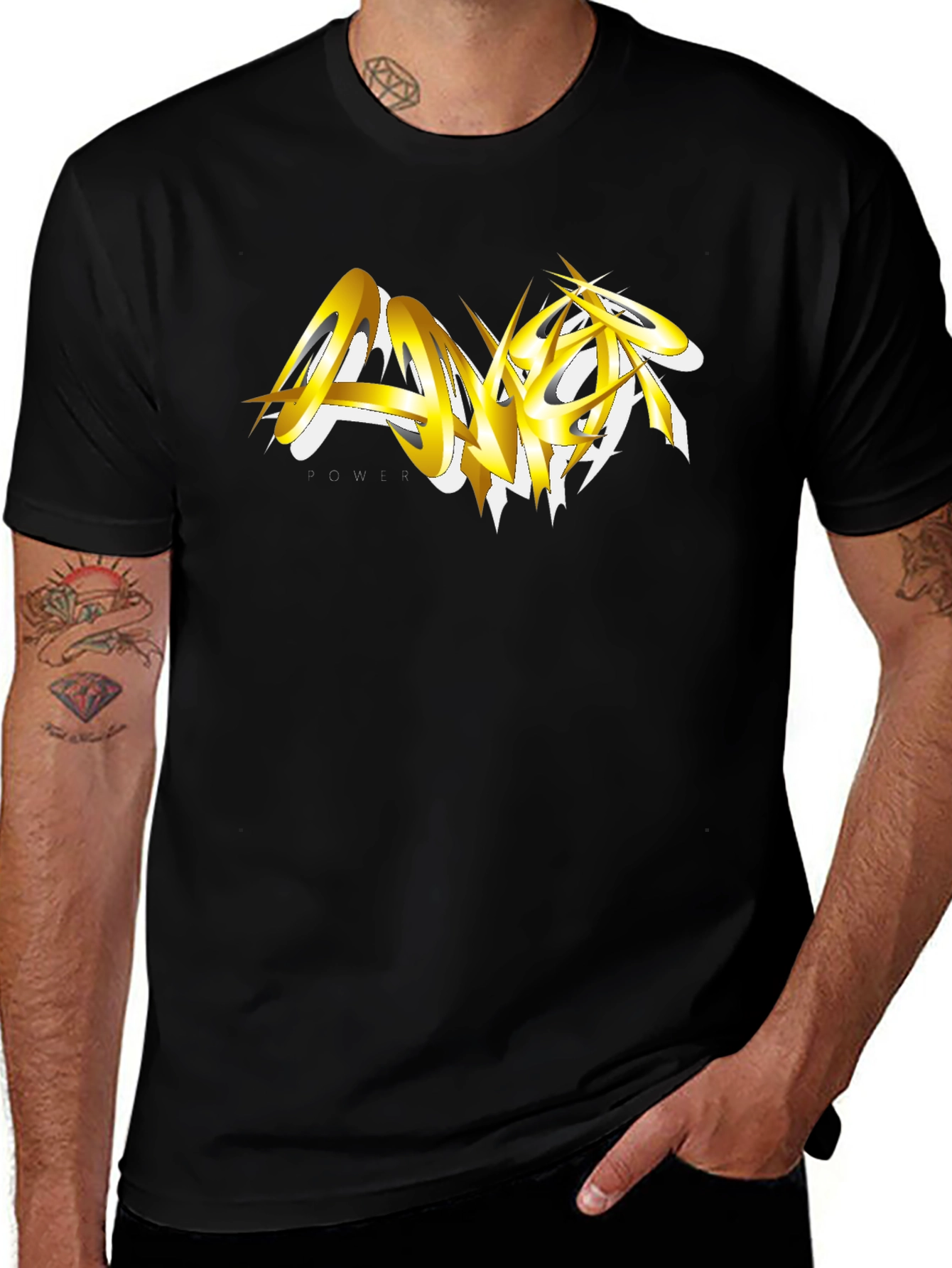 Bold Gold Graphic Black T-Shirt