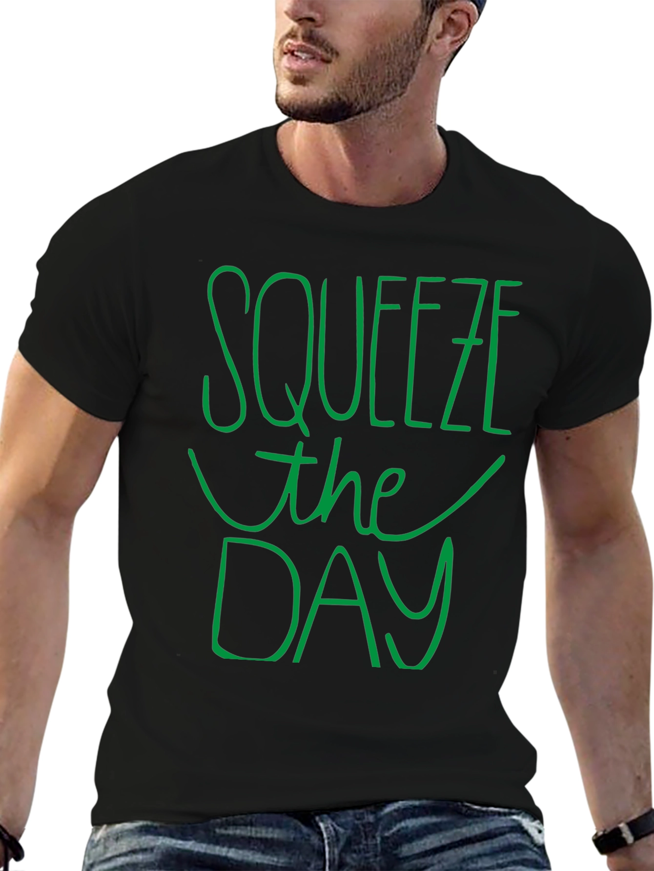 Squeeze the Day Graphic Tee - Black Casual T-Shirt