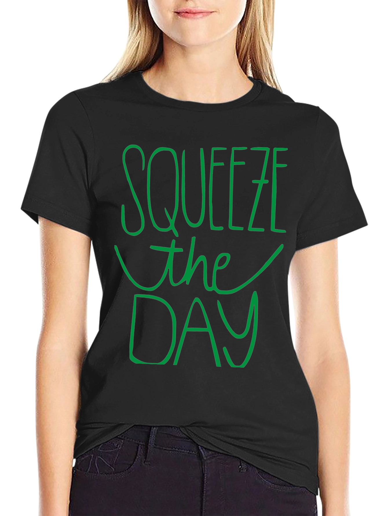 Squeeze the Day Graphic Tee - Black Casual T-Shirt