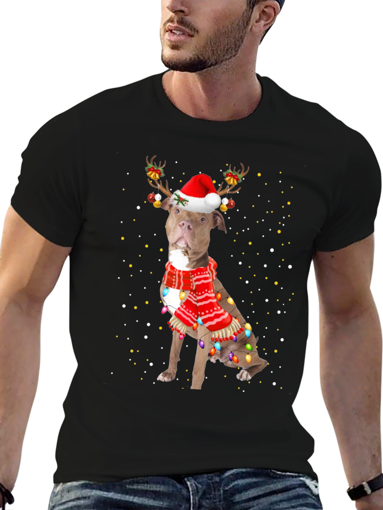 Festive Pitbull Christmas T-Shirt