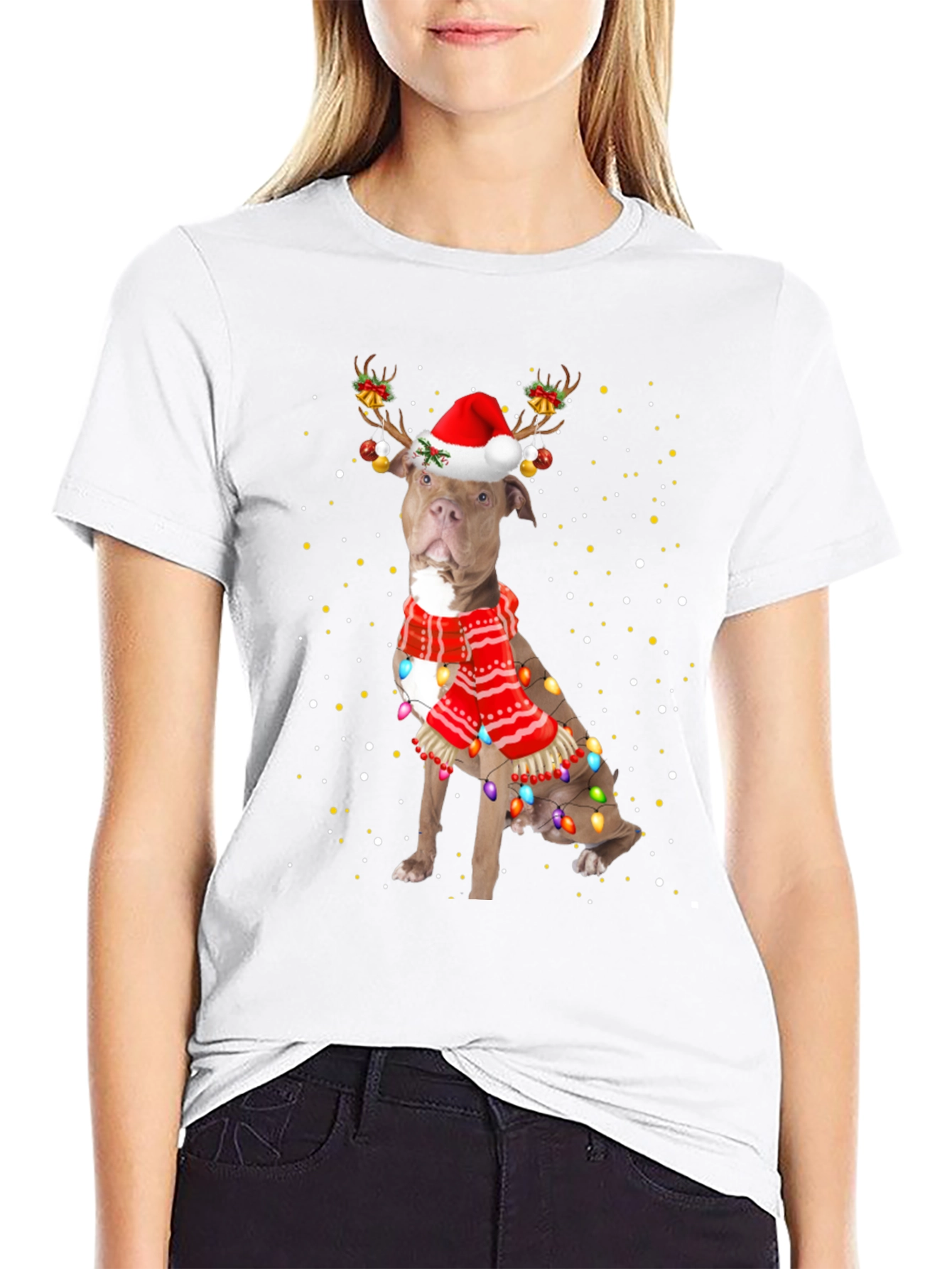 Festive Pitbull Christmas T-Shirt