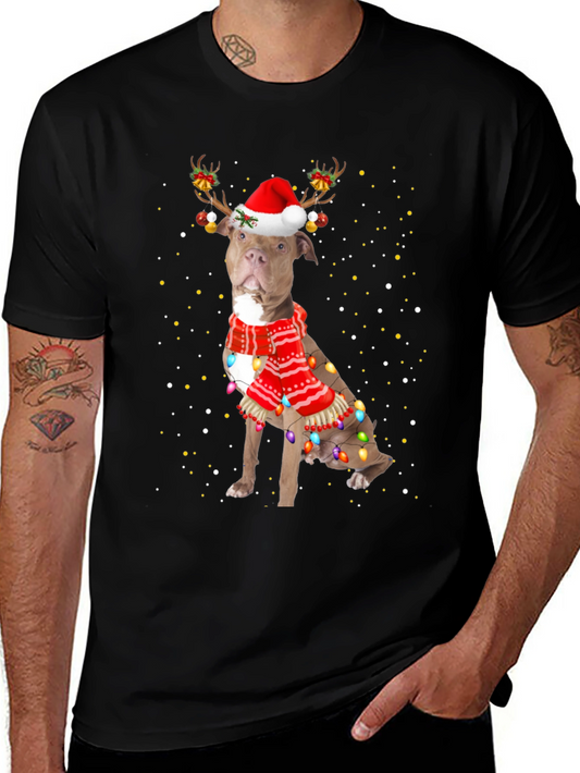 Festive Pitbull Christmas T-Shirt