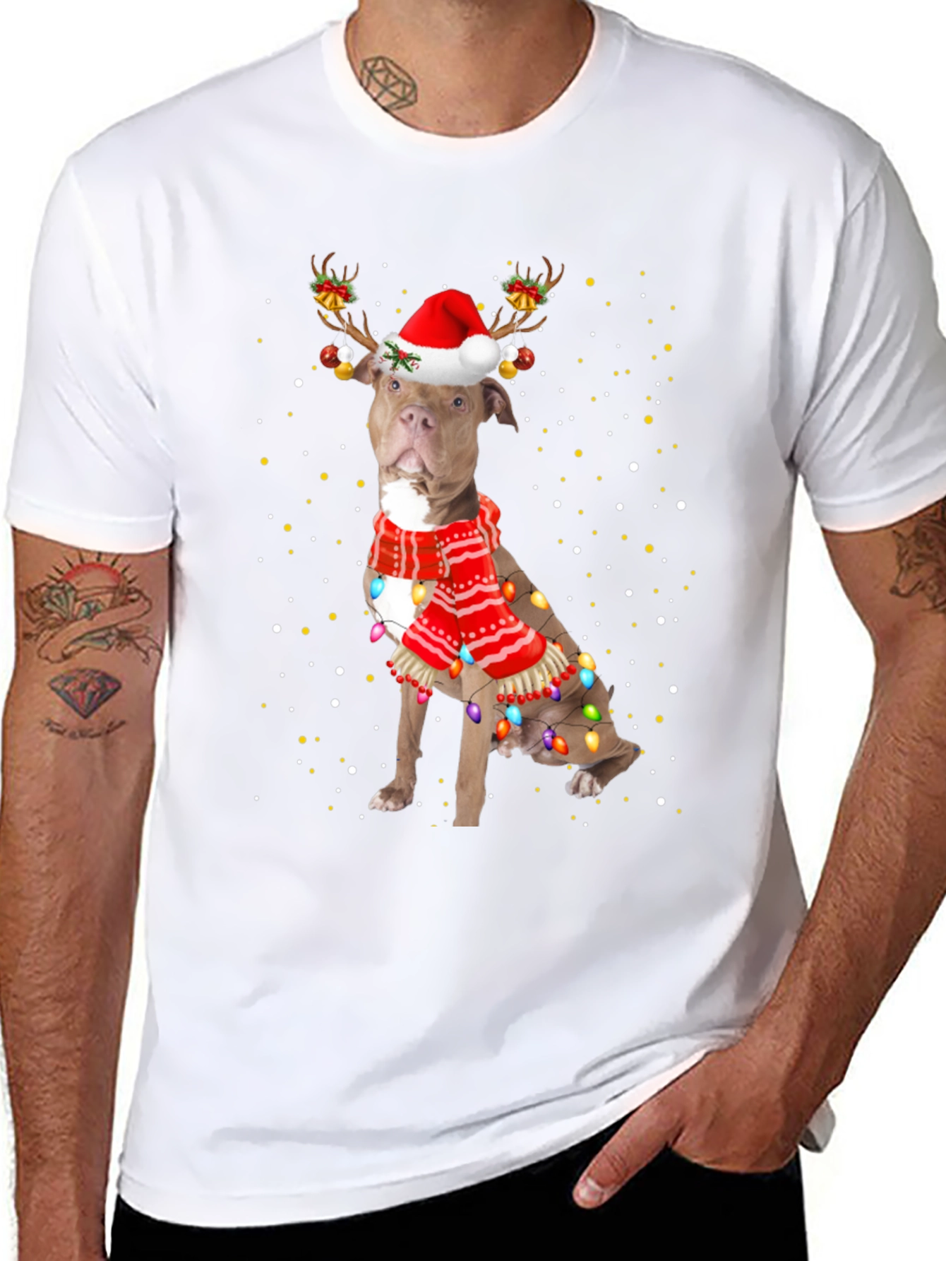 Festive Pitbull Christmas T-Shirt