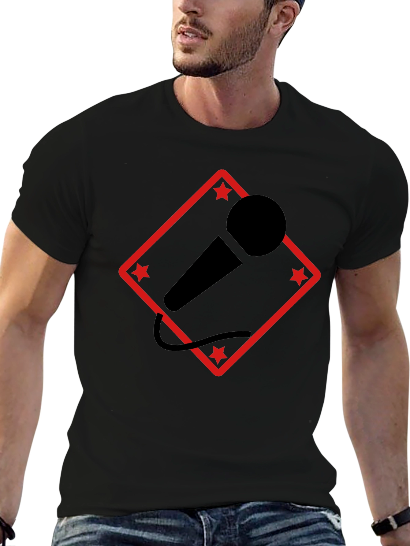 Mic Star T-Shirt - Black Graphic Tee