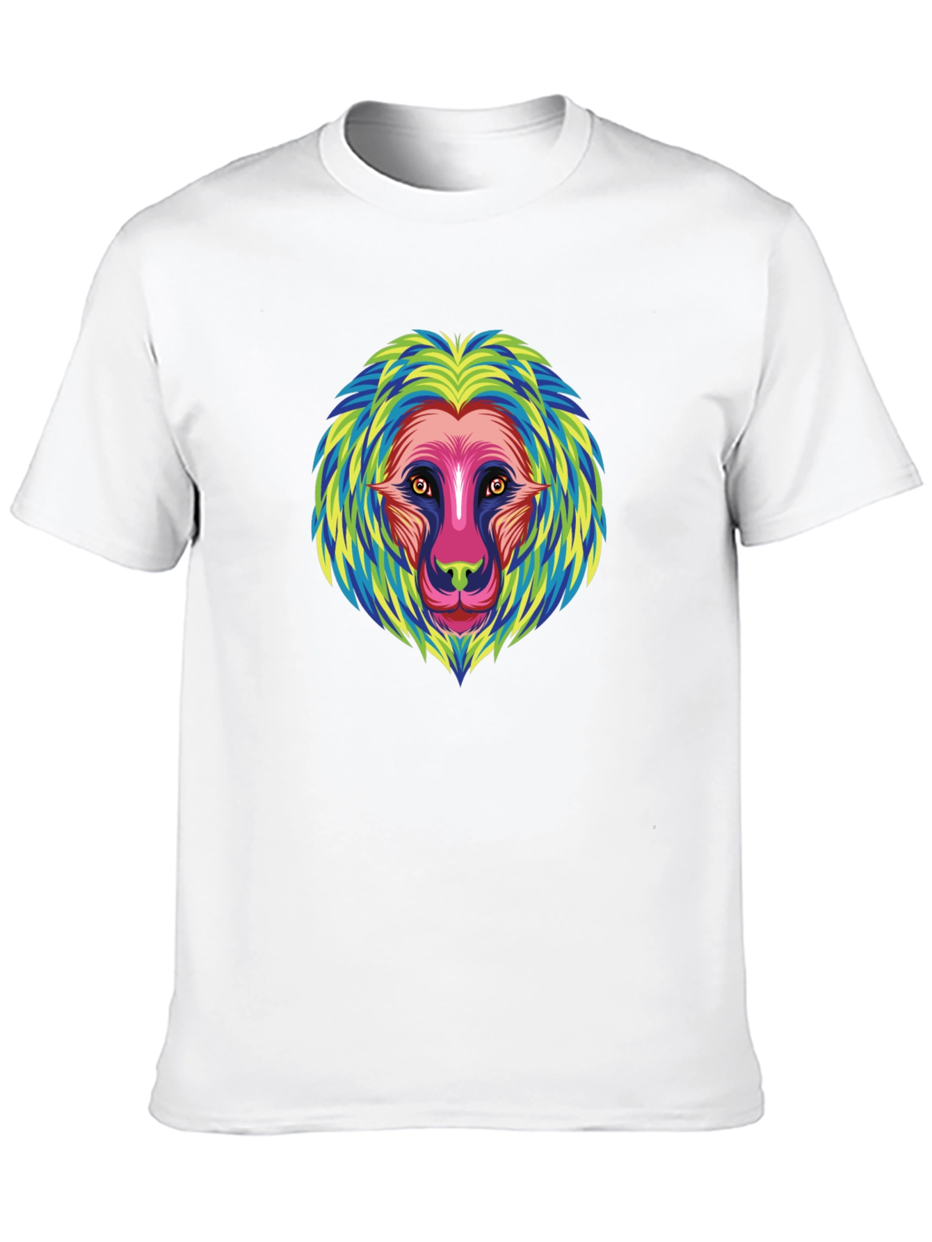 Vibrant Lion Graphic Tee - Unique Animal Print T-Shirt