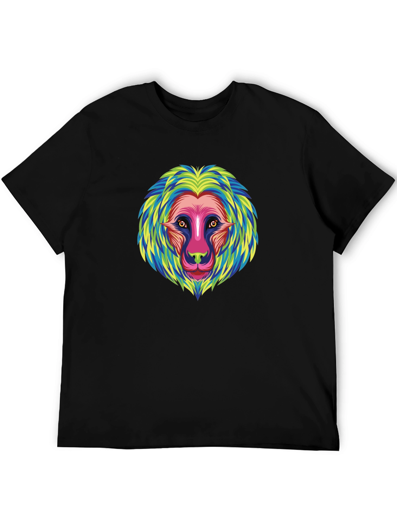 Vibrant Lion Graphic Tee - Unique Animal Print T-Shirt