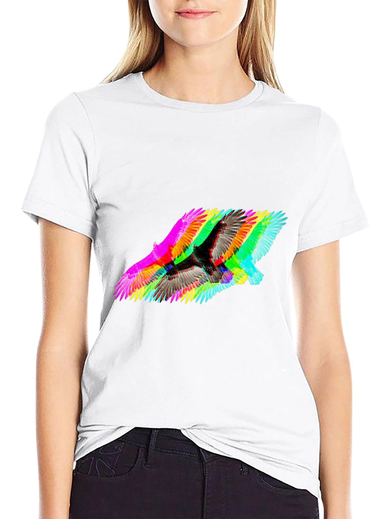 Psychedelic Bird Graphic Tee - Modern Fit Black T-Shirt