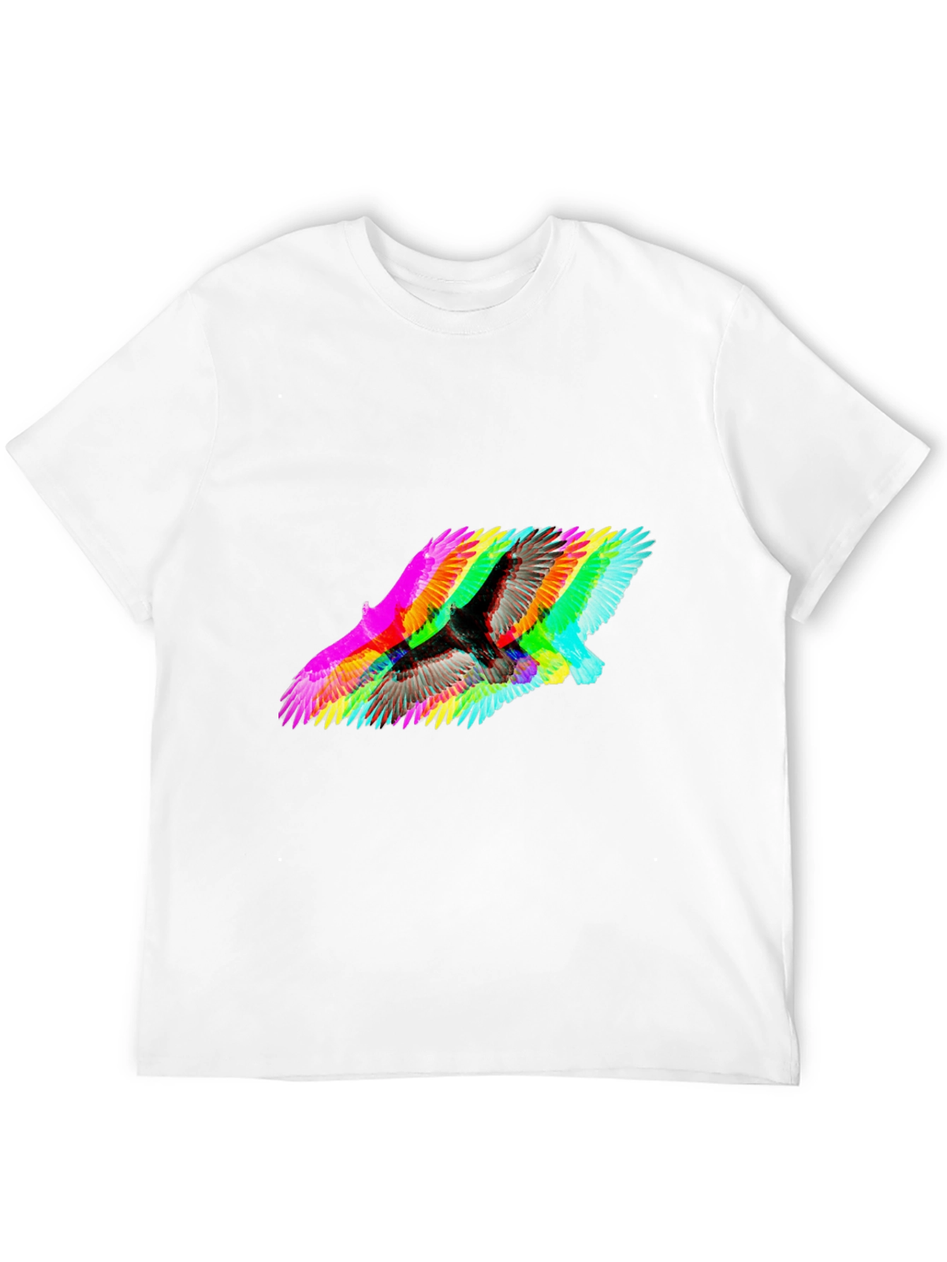 Psychedelic Bird Graphic Tee - Modern Fit Black T-Shirt