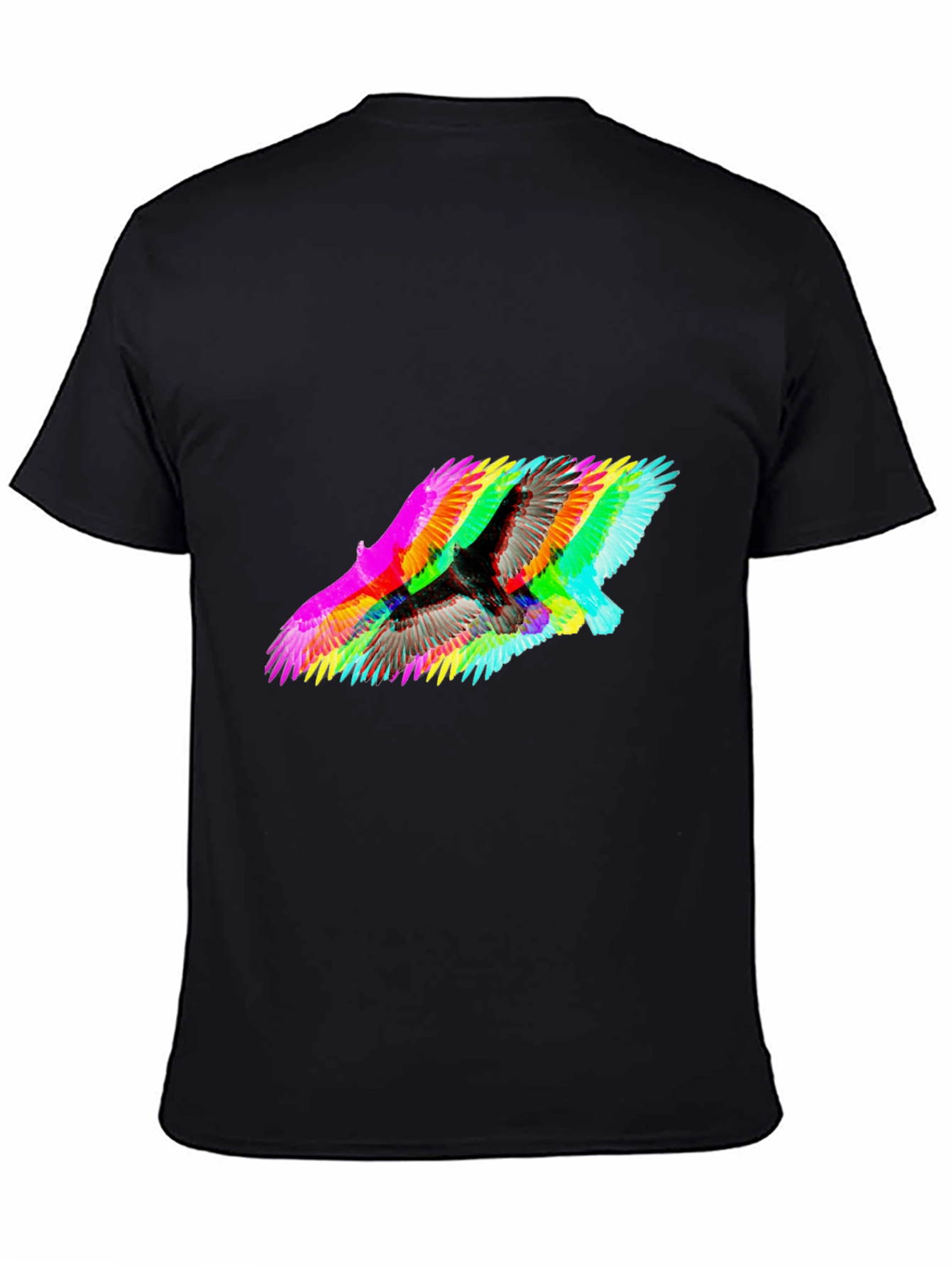 Psychedelic Bird Graphic Tee - Modern Fit Black T-Shirt