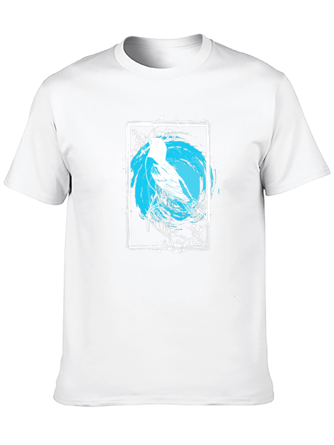 Bird Art Graphic Print Black Tee
