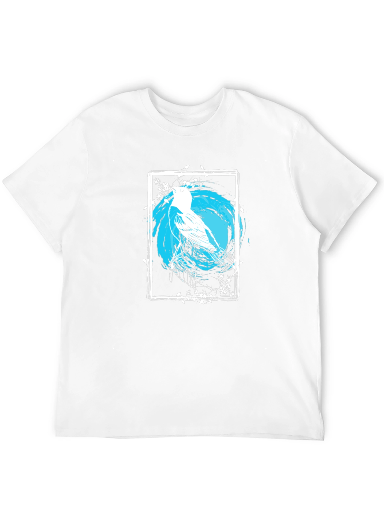 Bird Art Graphic Print Black Tee