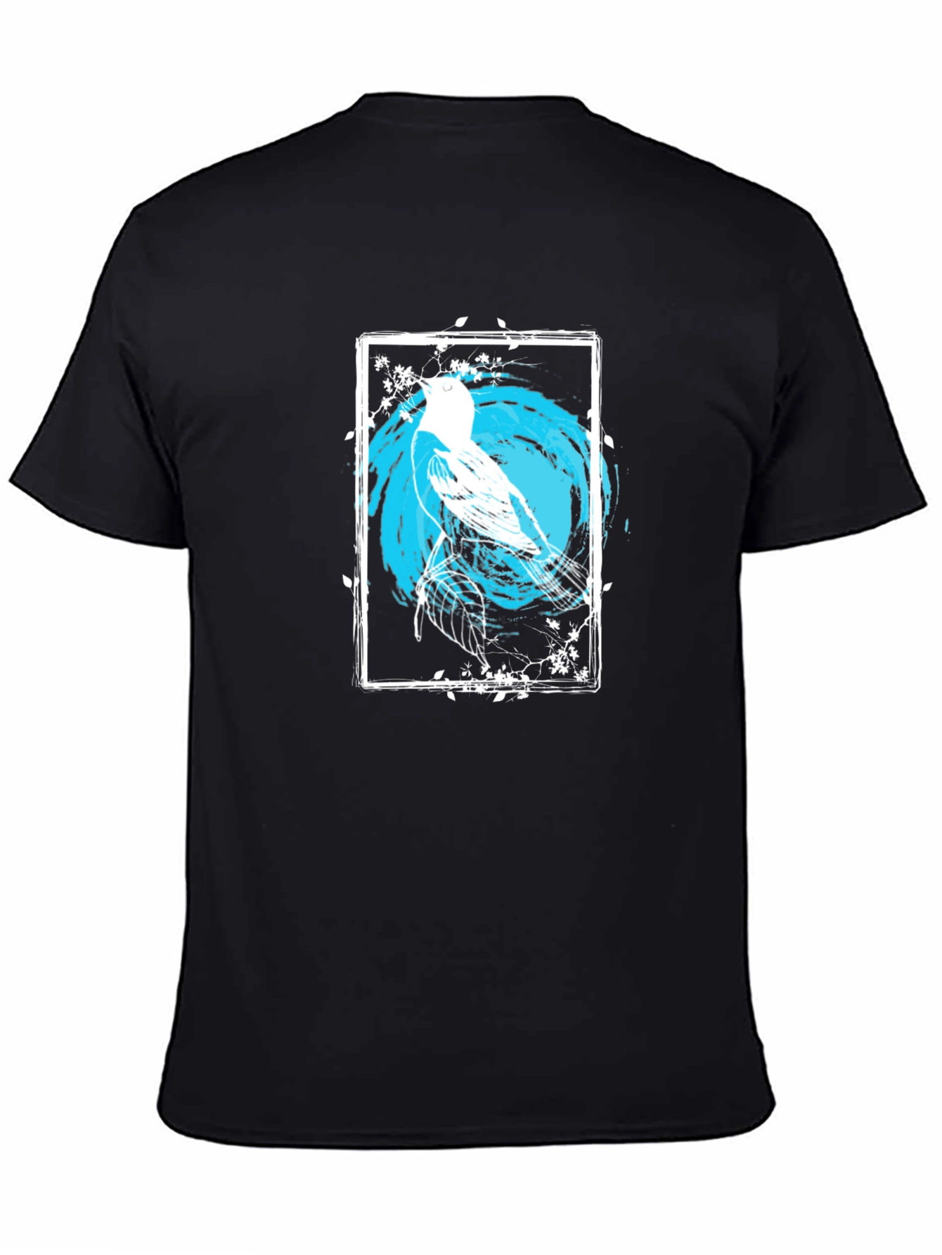 Bird Art Graphic Print Black Tee
