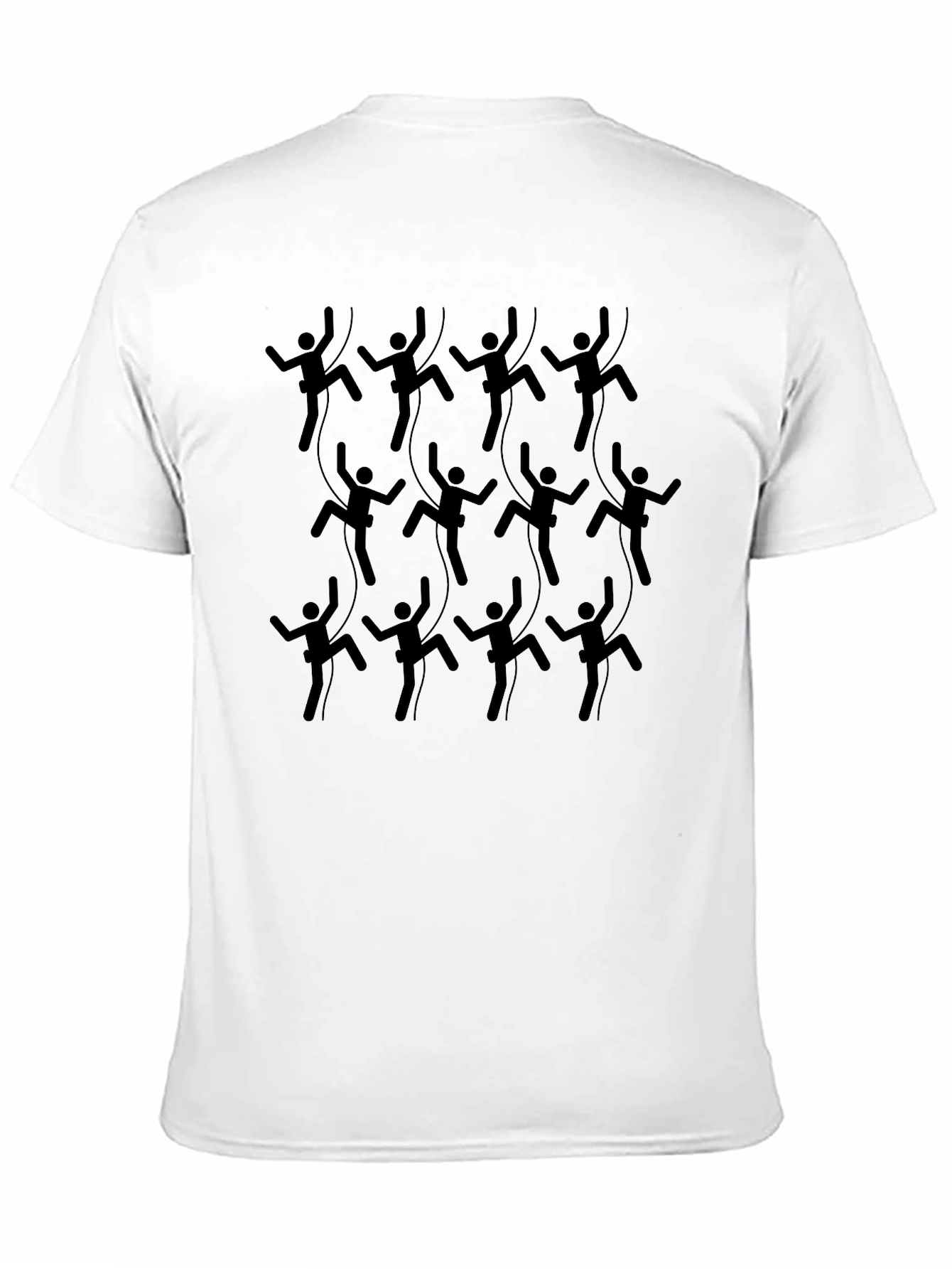 Climbing Stick Figure Patterned Black T-Shirt