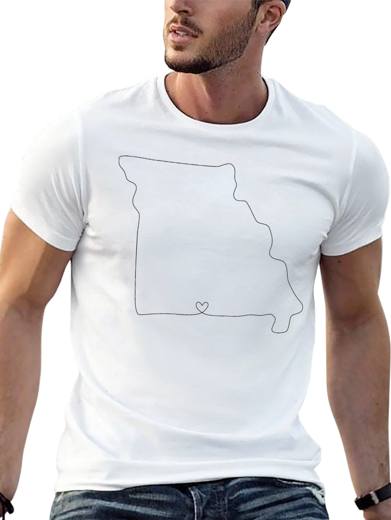 Missouri State Outline Heart T-Shirt