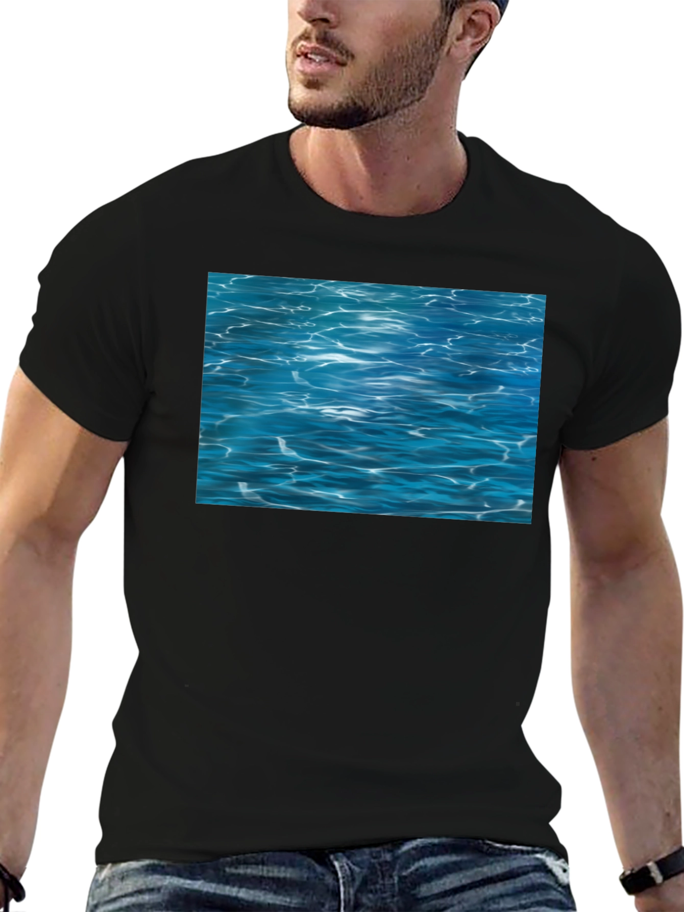 Ocean Ripples Graphic Black T-Shirt