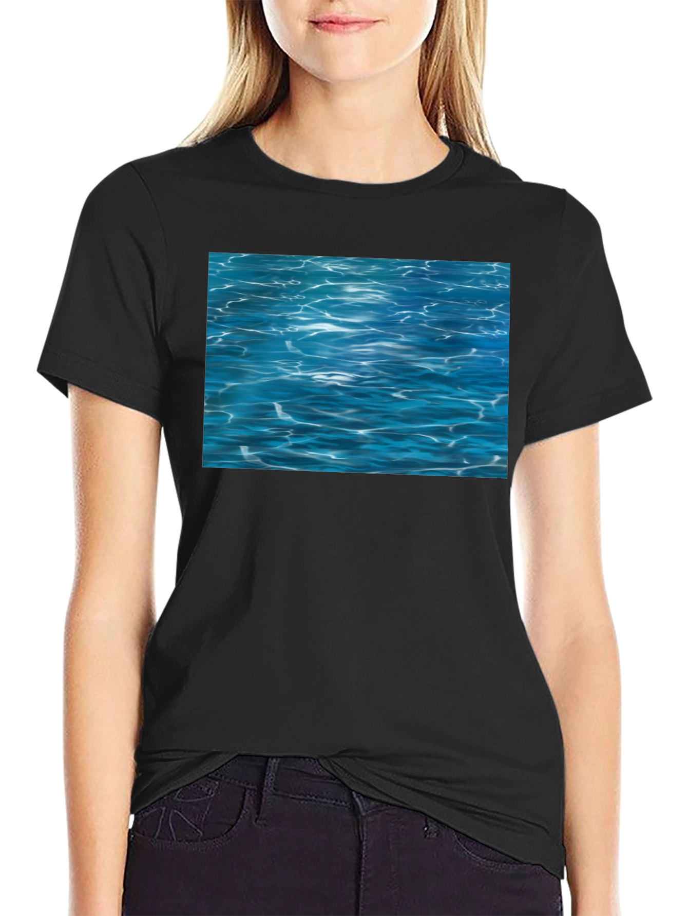 Ocean Ripples Graphic Black T-Shirt