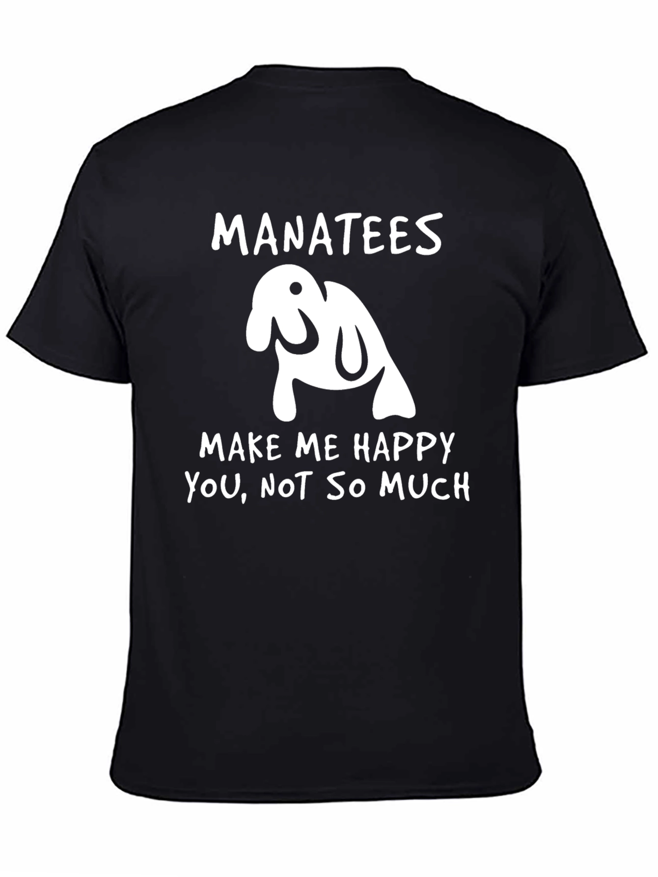Manatees Make Me Happy Black Graphic T-Shirt