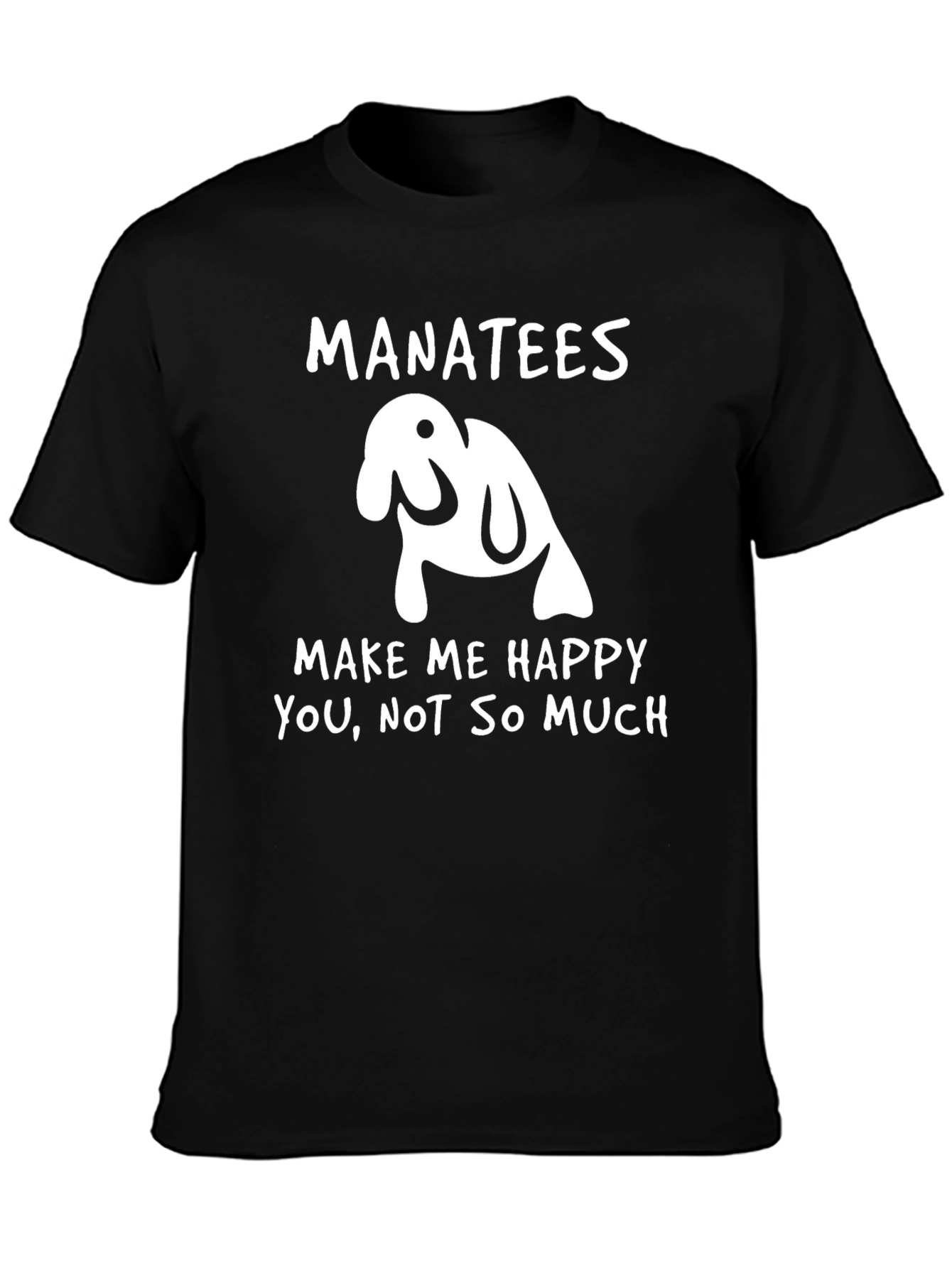 Manatees Make Me Happy Black Graphic T-Shirt