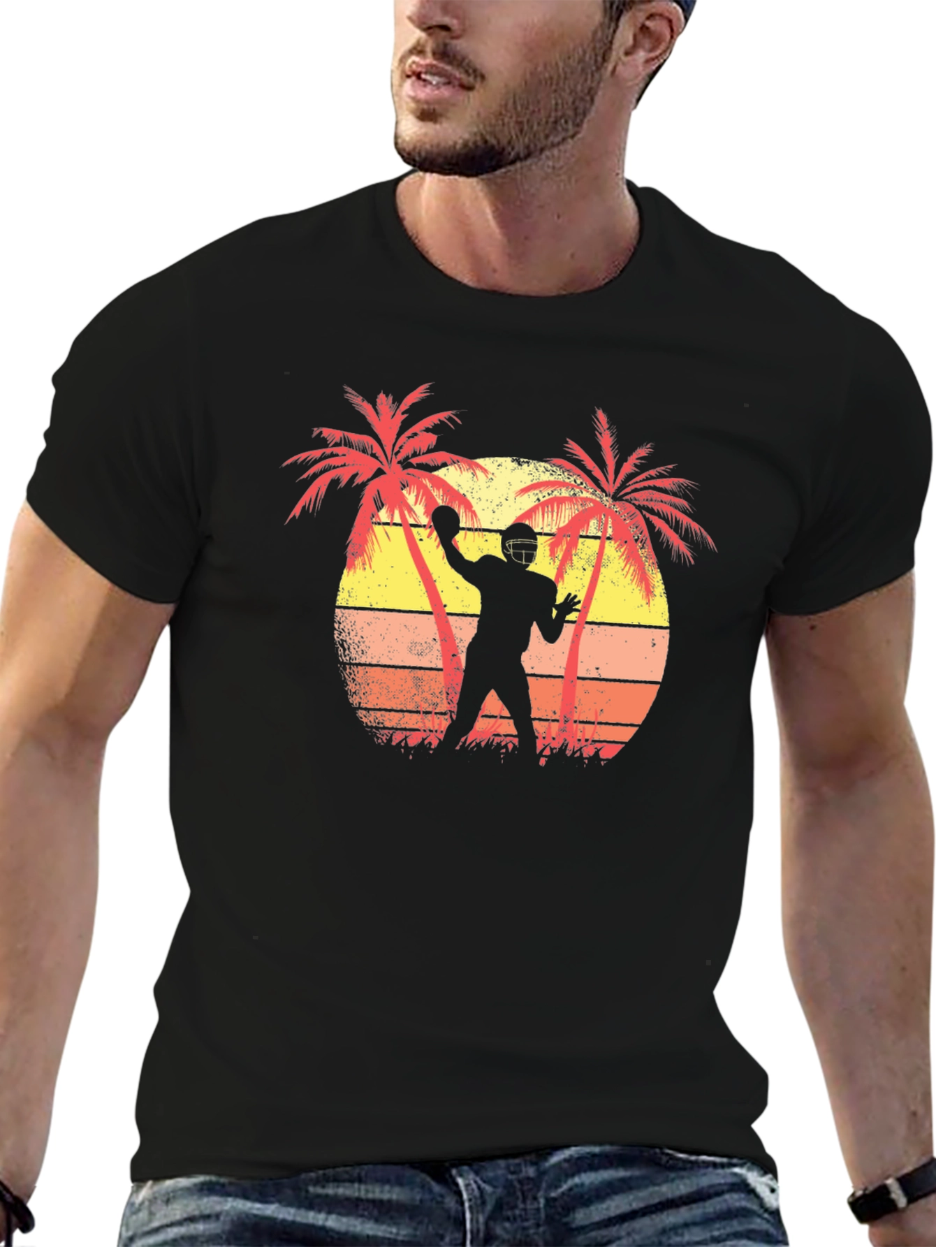 Tropical Football T-Shirt - Sunset Design