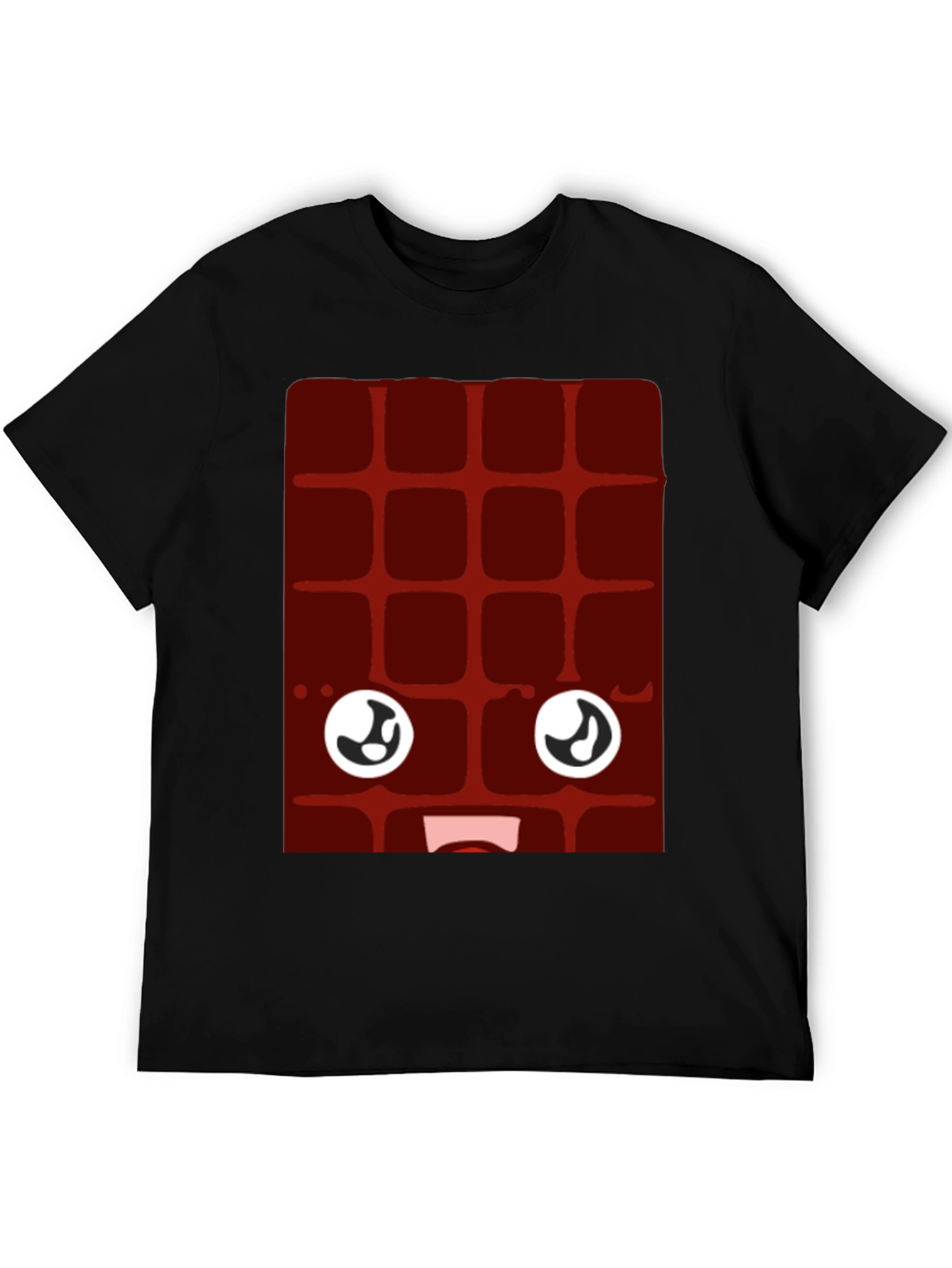 Funny Chocolate Bar Face Black T-Shirt