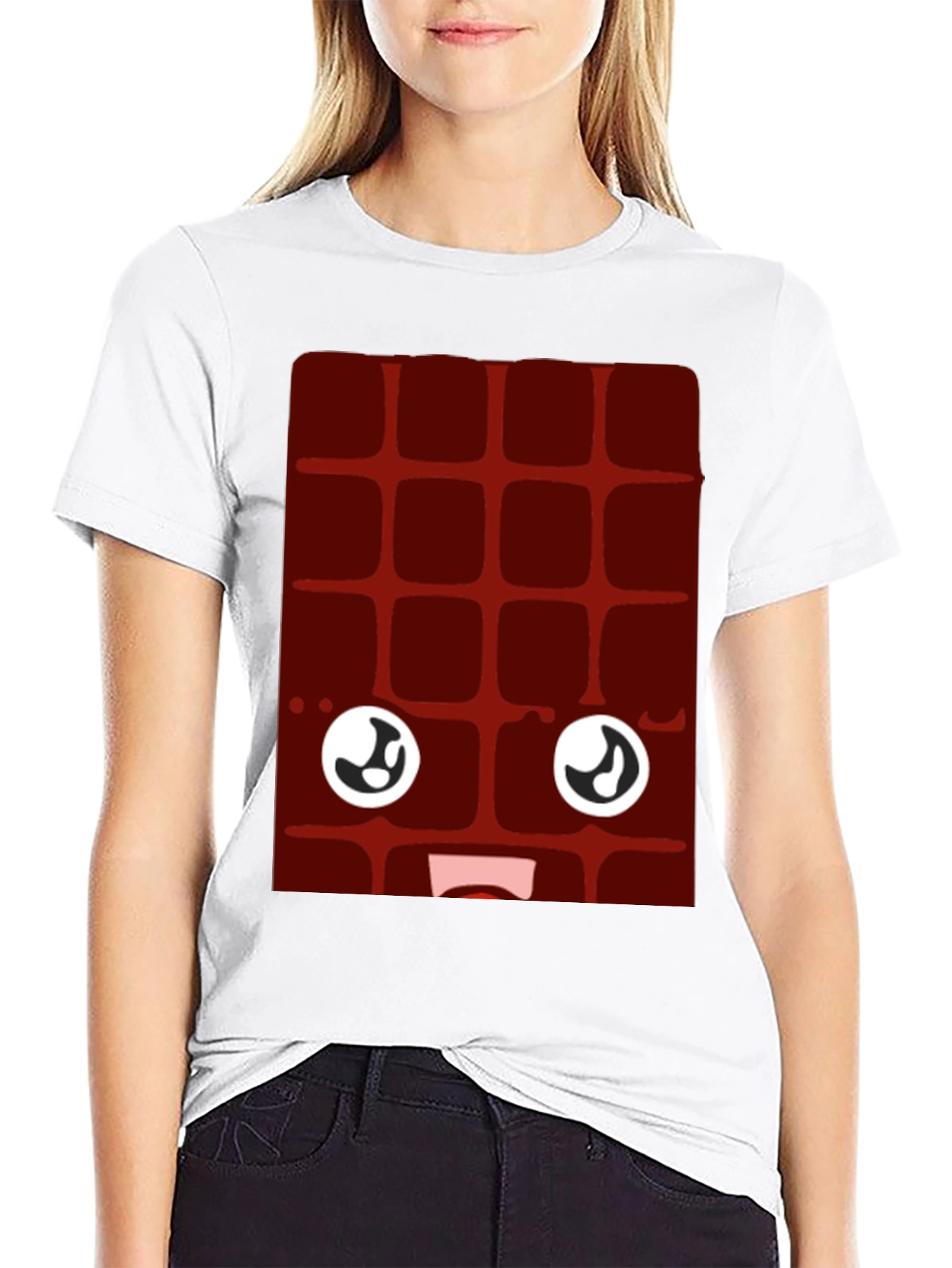 Funny Chocolate Bar Face Black T-Shirt