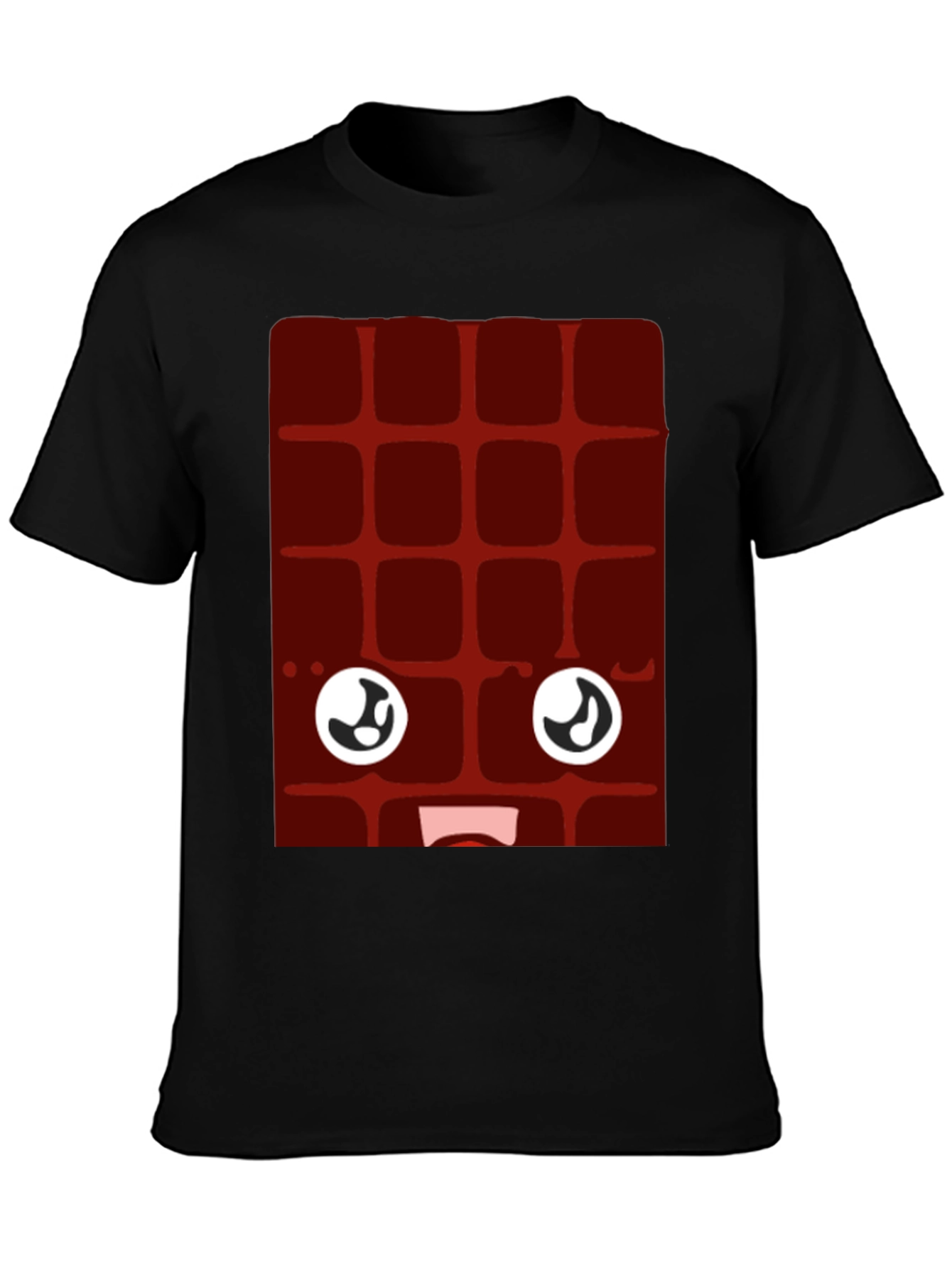 Funny Chocolate Bar Face Black T-Shirt