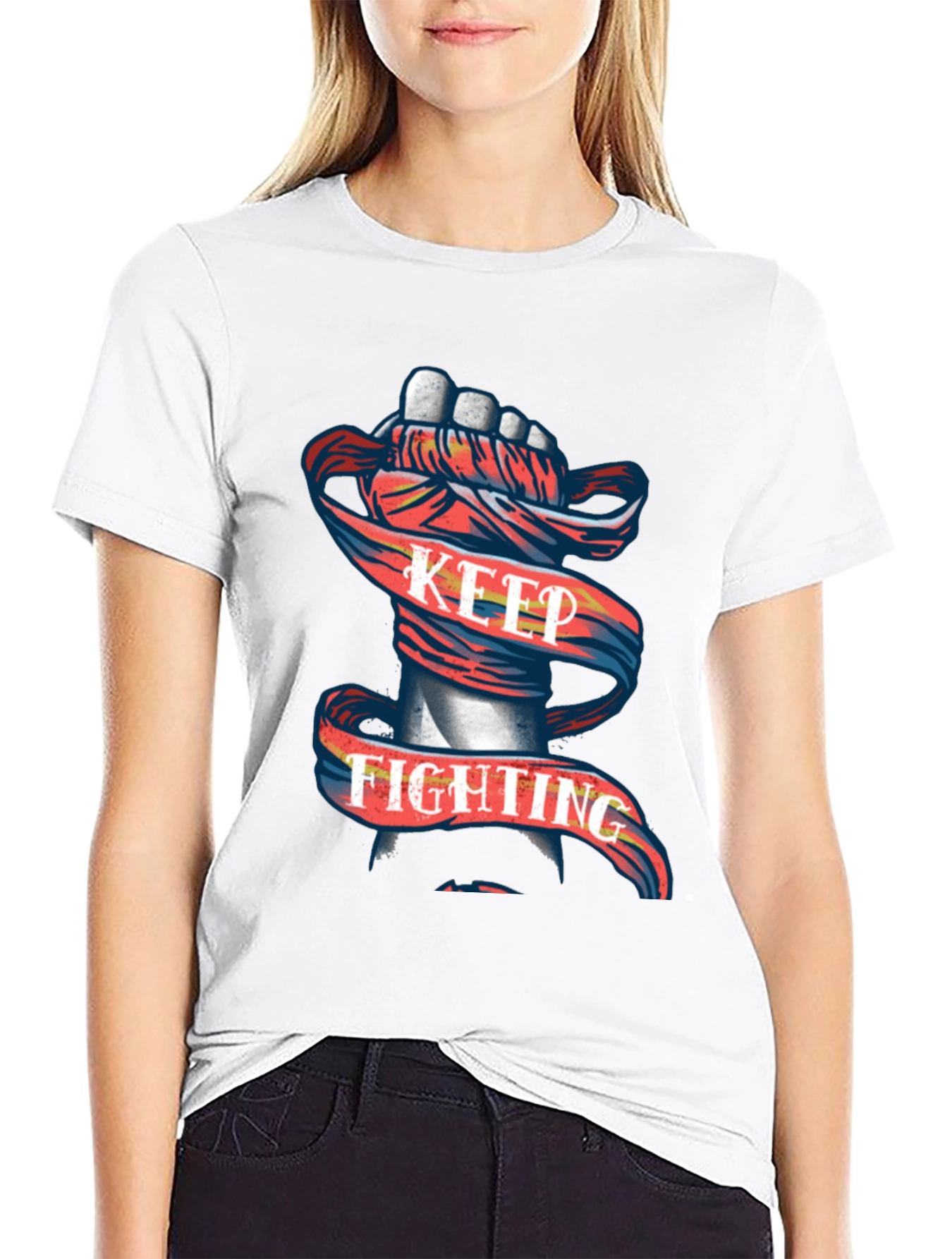 Keep Fighting Graphic Tee - Mens Black T-Shirt