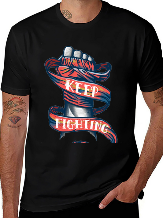 Keep Fighting Graphic Tee - Mens Black T-Shirt
