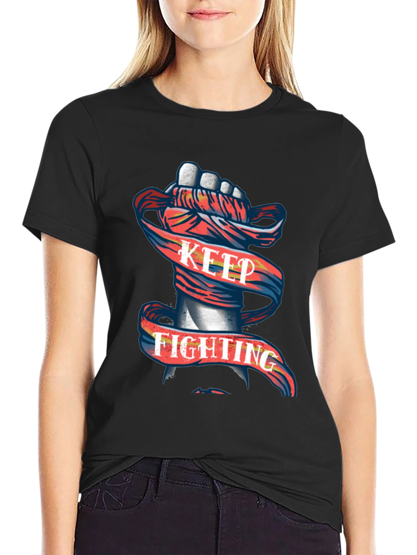 Keep Fighting Graphic Tee - Mens Black T-Shirt