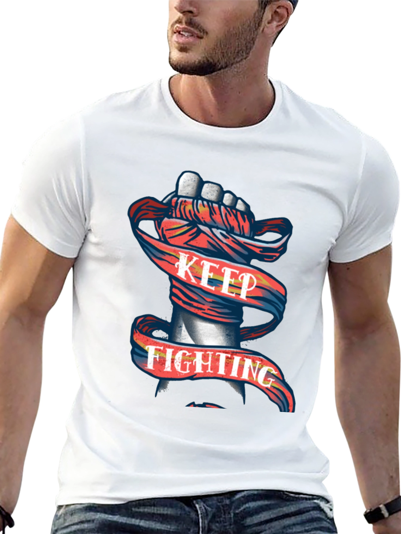 Keep Fighting Graphic Tee - Mens Black T-Shirt