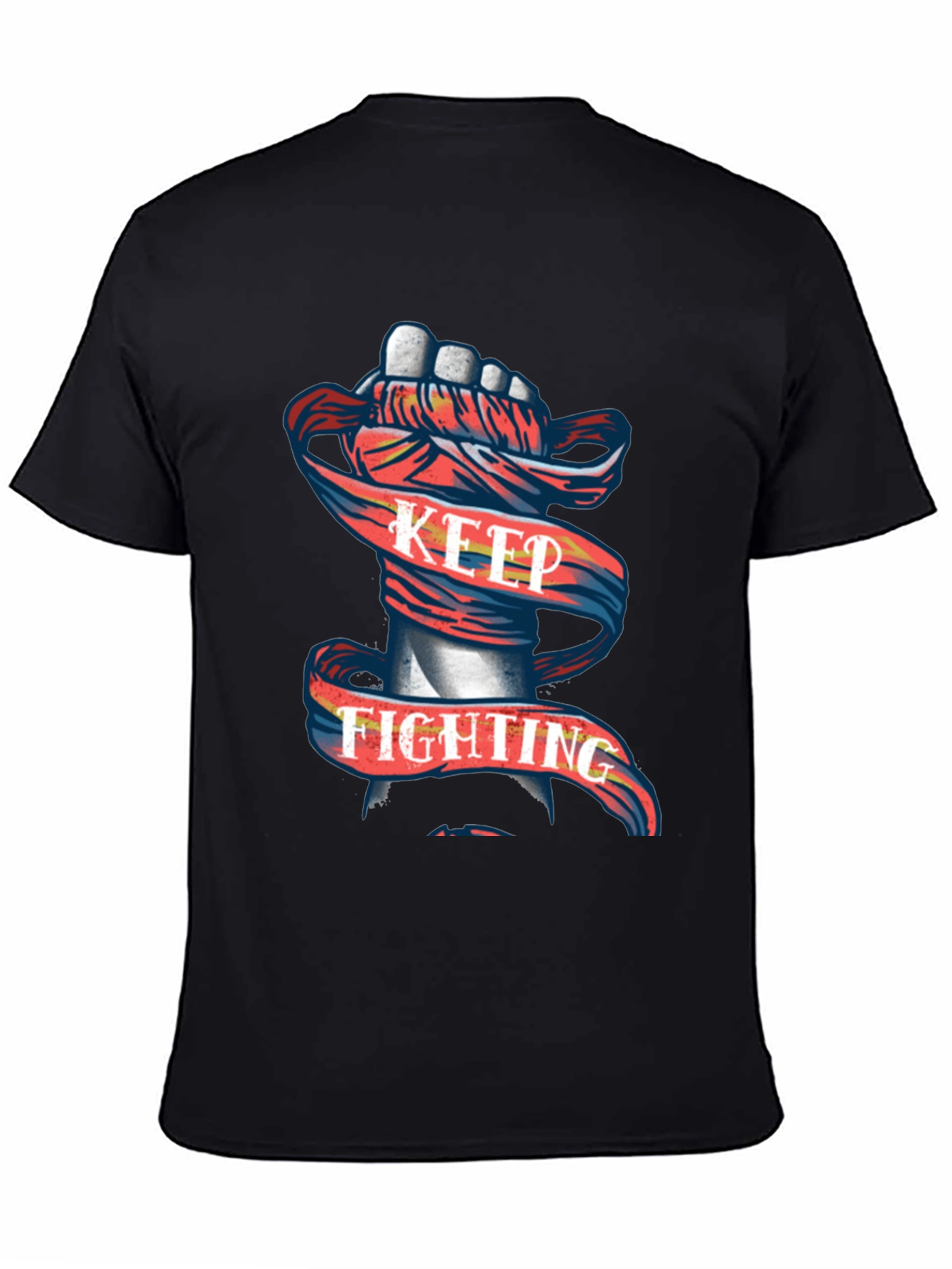 Keep Fighting Graphic Tee - Mens Black T-Shirt