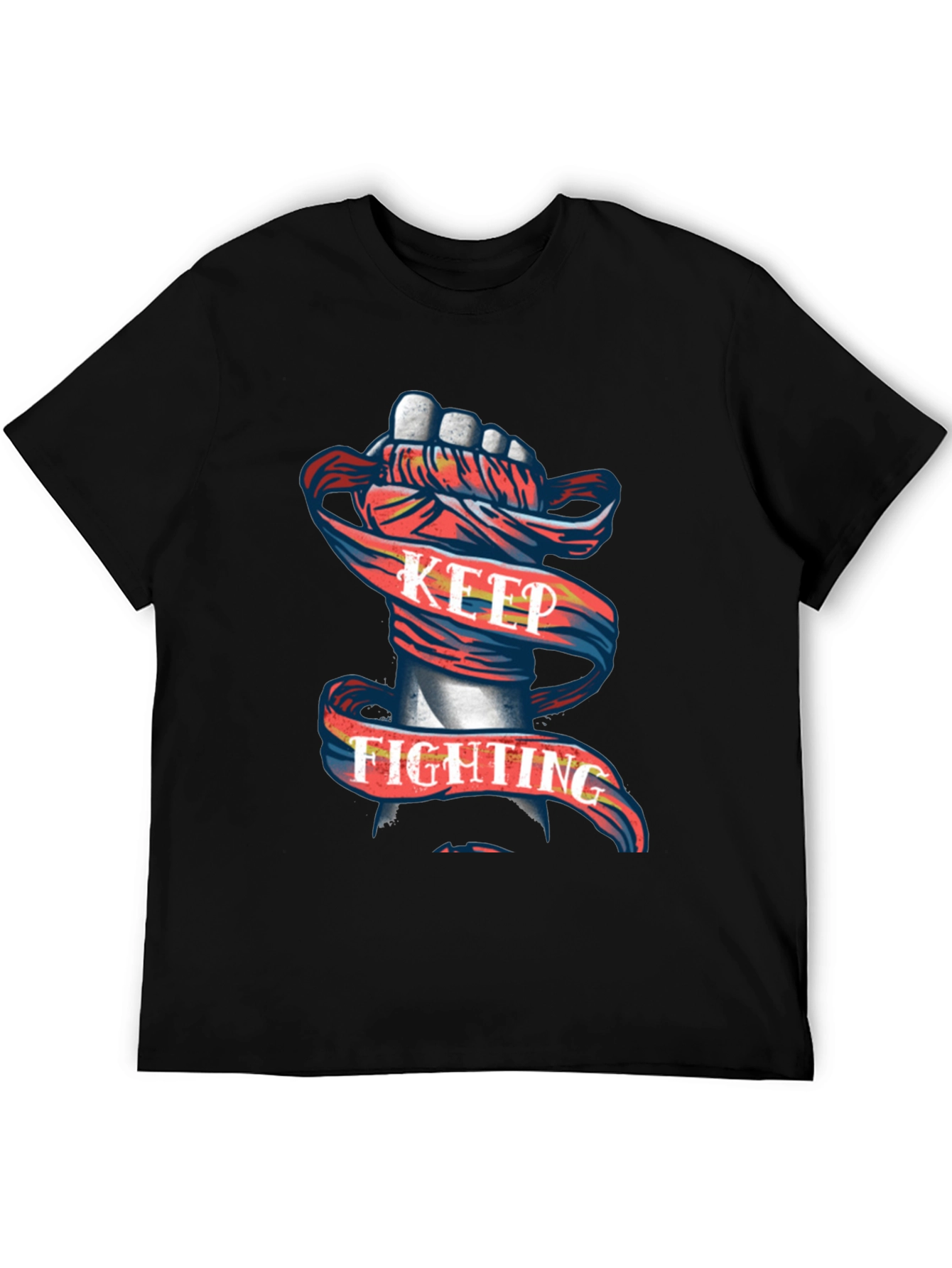 Keep Fighting Graphic Tee - Mens Black T-Shirt