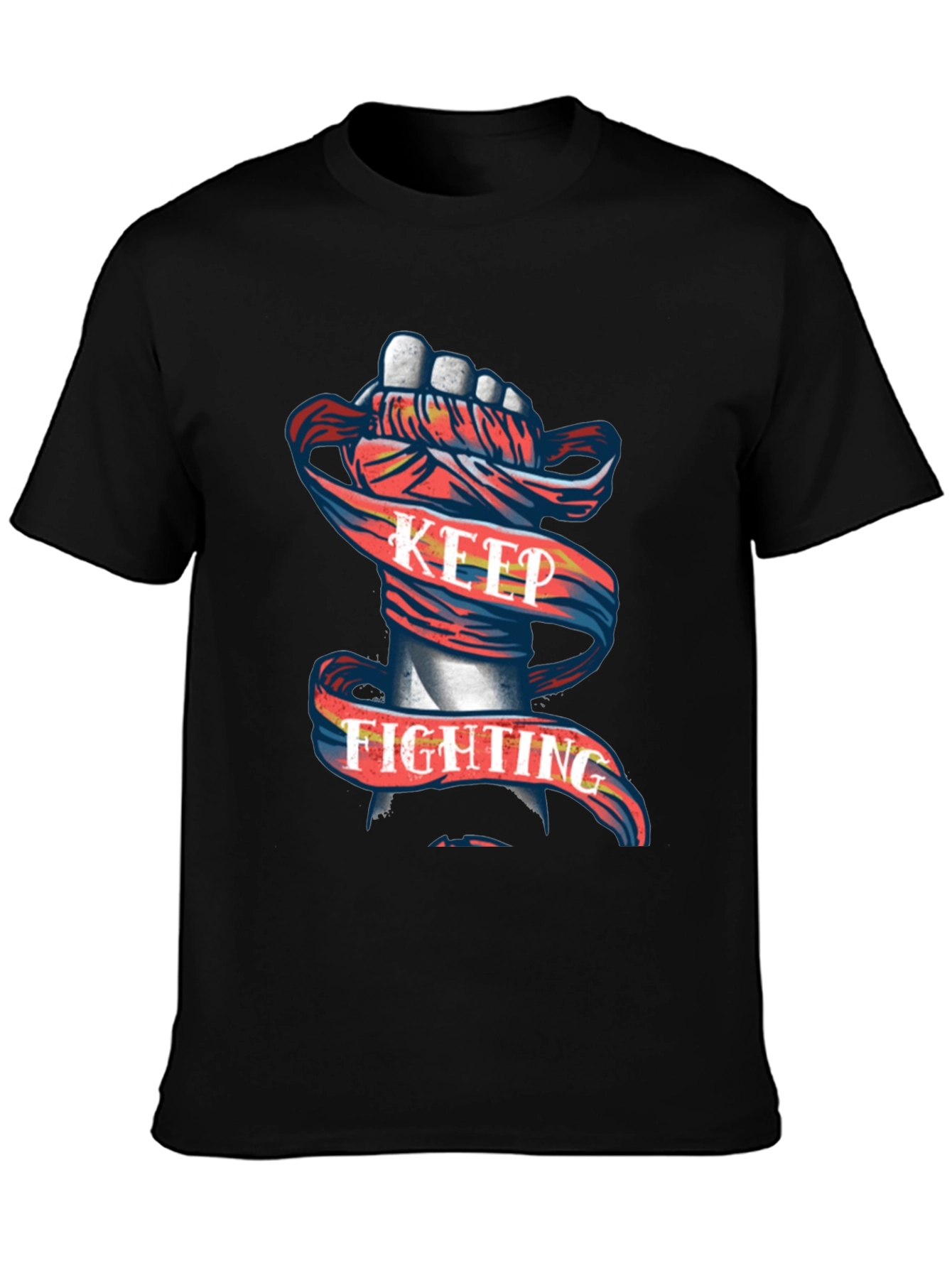 Keep Fighting Graphic Tee - Mens Black T-Shirt