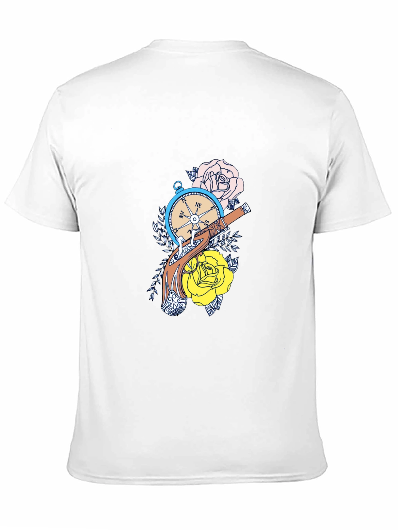 Compass & Roses Graphic Tee - Black Cotton
