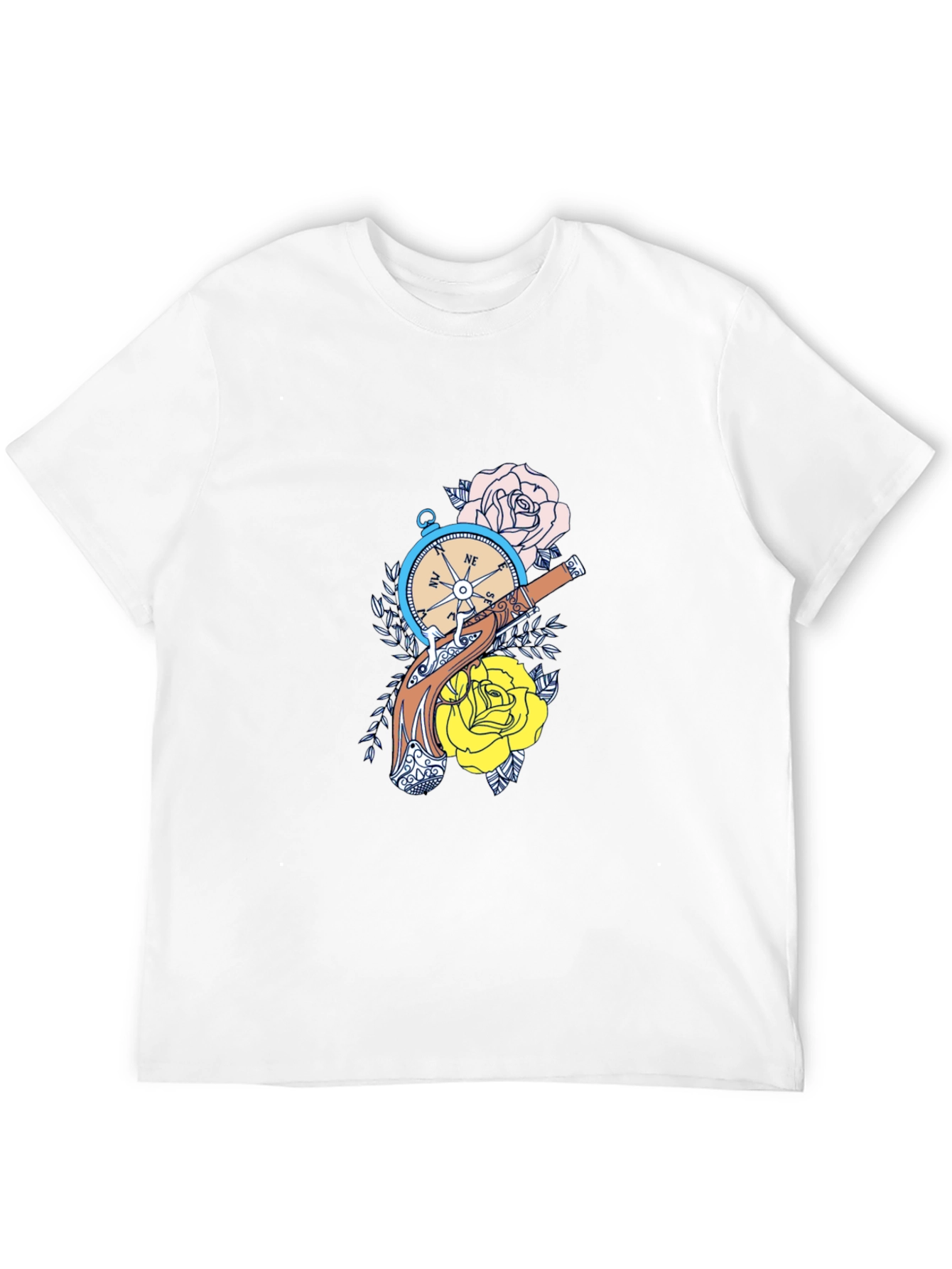 Compass & Roses Graphic Tee - Black Cotton