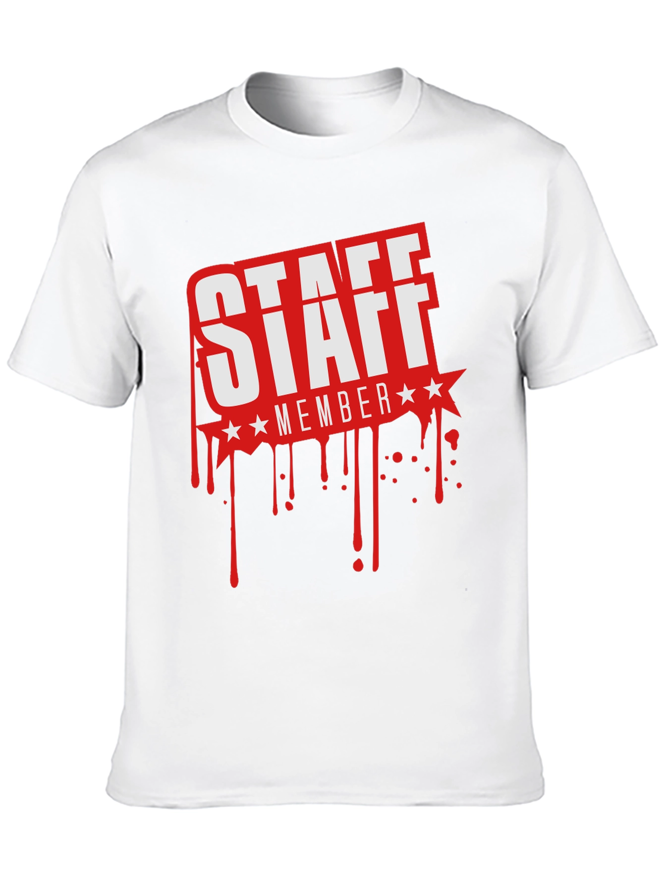 Staff Member Graphic T-Shirt - Black Crew Neck Tee