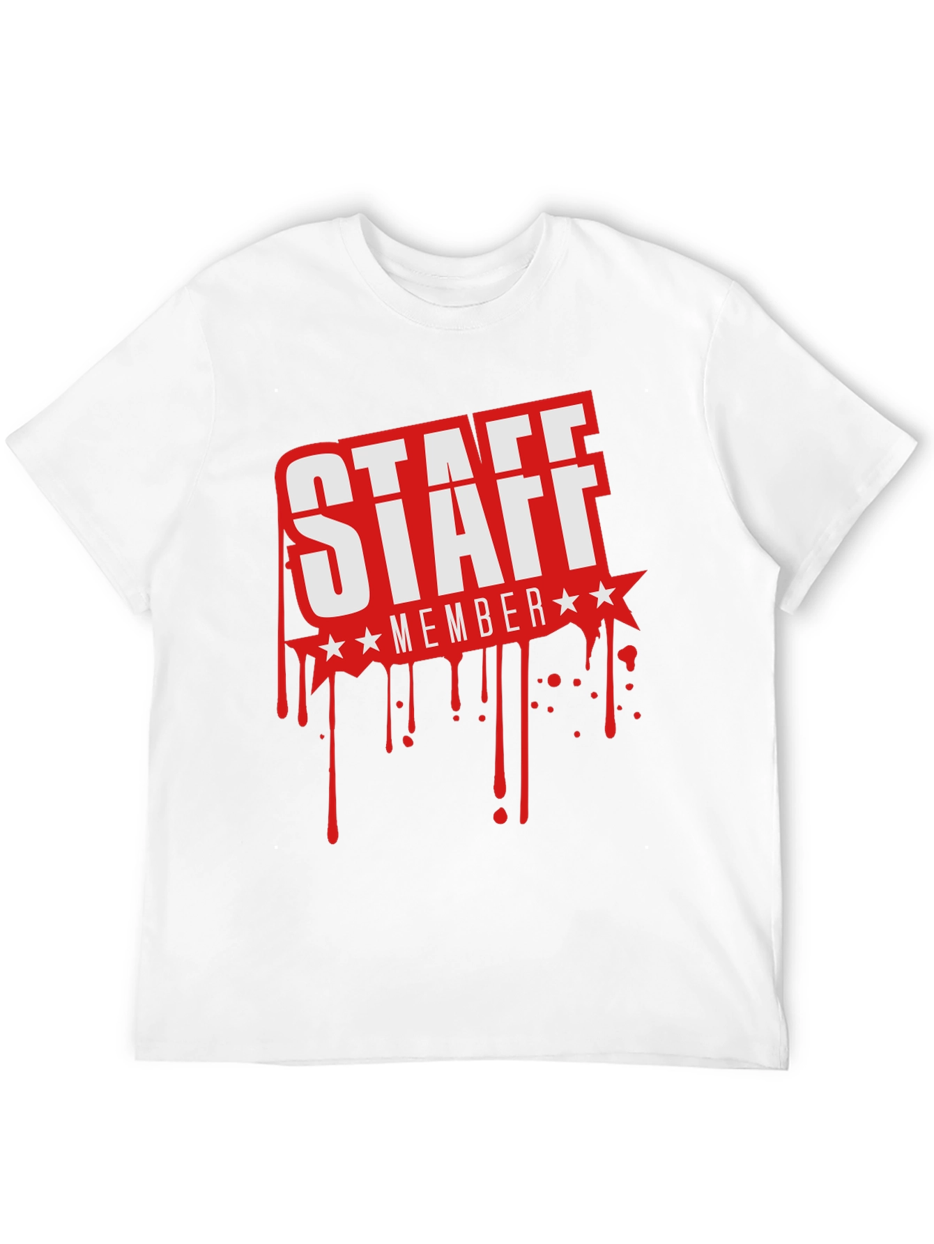 Staff Member Graphic T-Shirt - Black Crew Neck Tee
