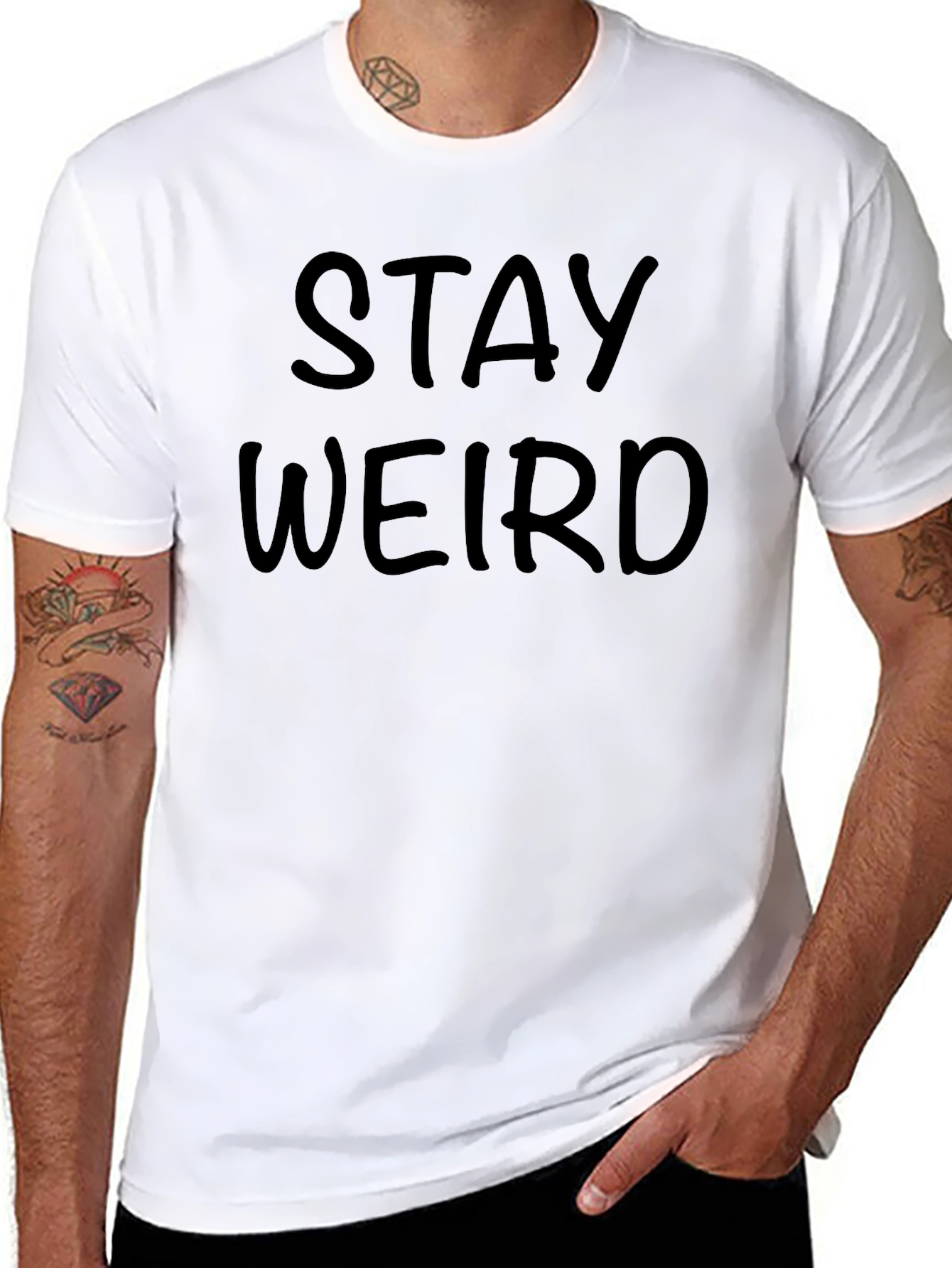 Stay Weird Graphic Tee - Black Cotton T-Shirt