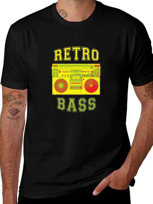 Retro Bass Boombox Graphic T-Shirt - Classic Music Style