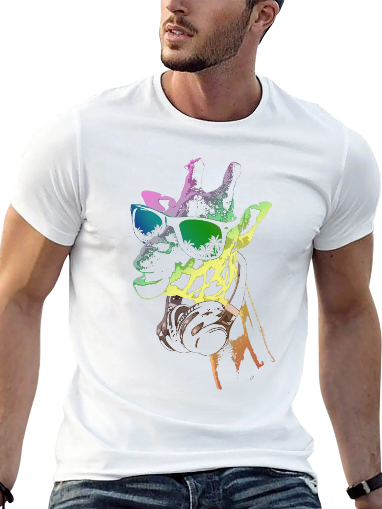 Cool Giraffe Graphic Tee - Music Lover Shirt