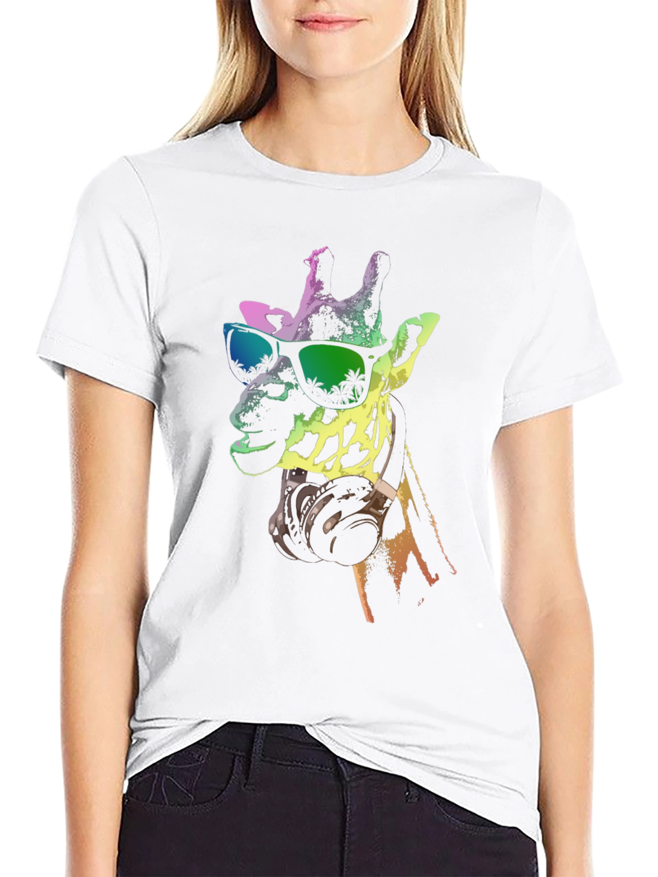 Cool Giraffe Graphic Tee - Music Lover Shirt