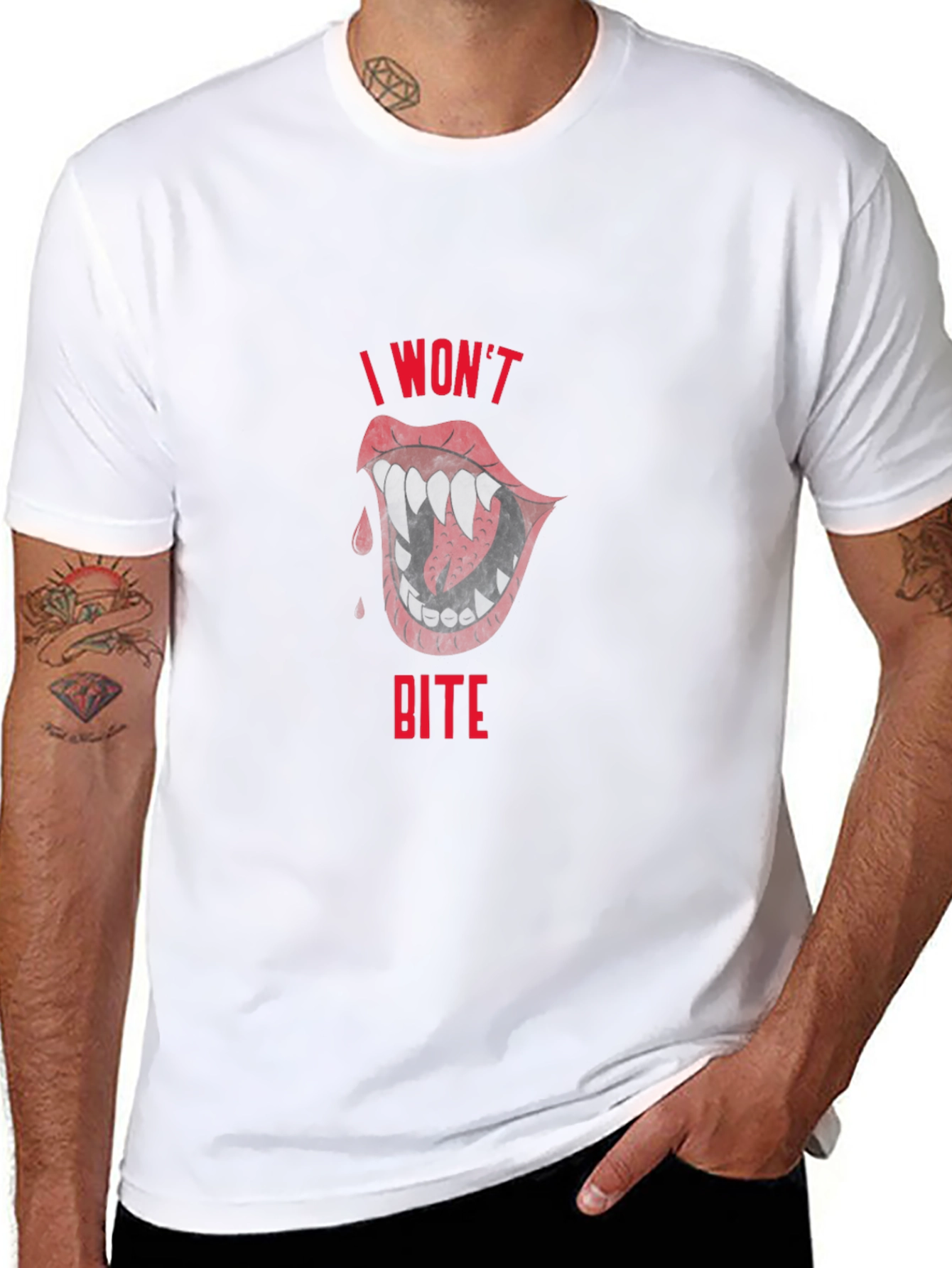 I Wont Bite T-Shirt - Vampire Lips Graphic Tee