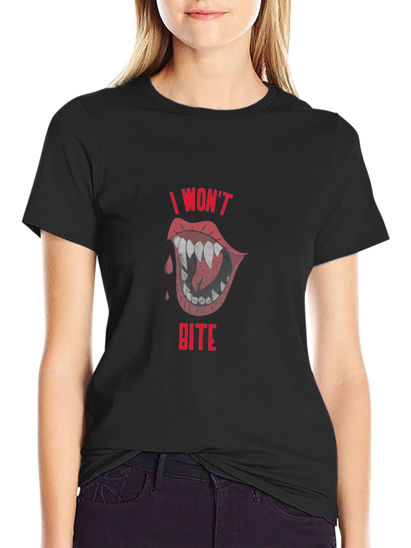I Wont Bite T-Shirt - Vampire Lips Graphic Tee