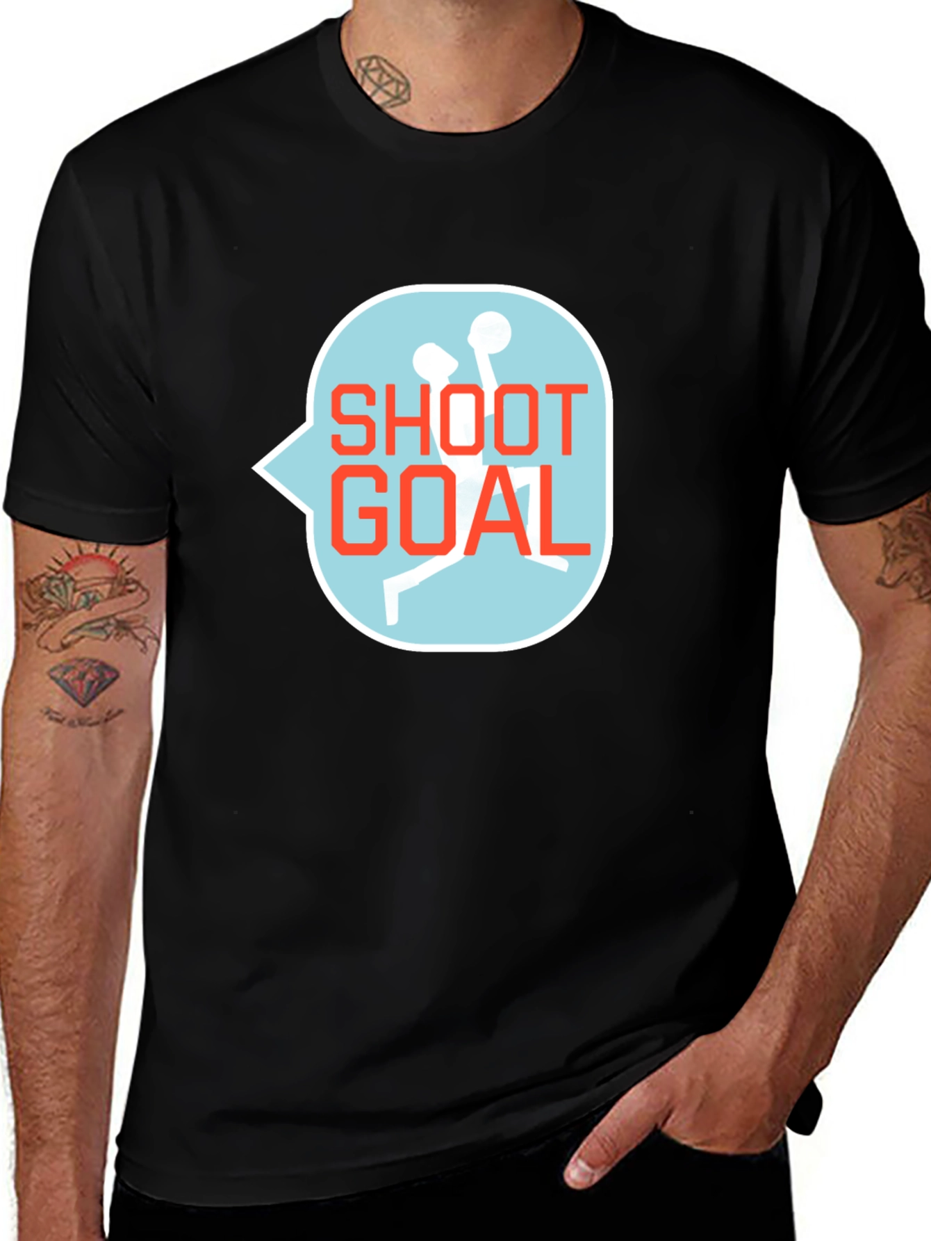 Shoot Goal Graphic Tee - Stylish Black T-Shirt