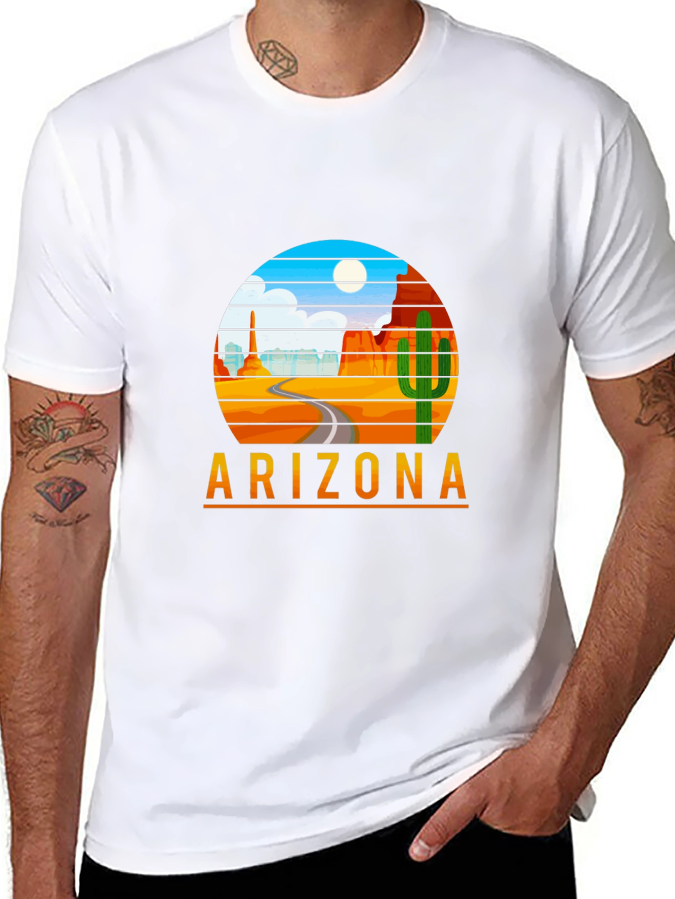 Arizona Desert Scene Graphic Tee - Retro Style