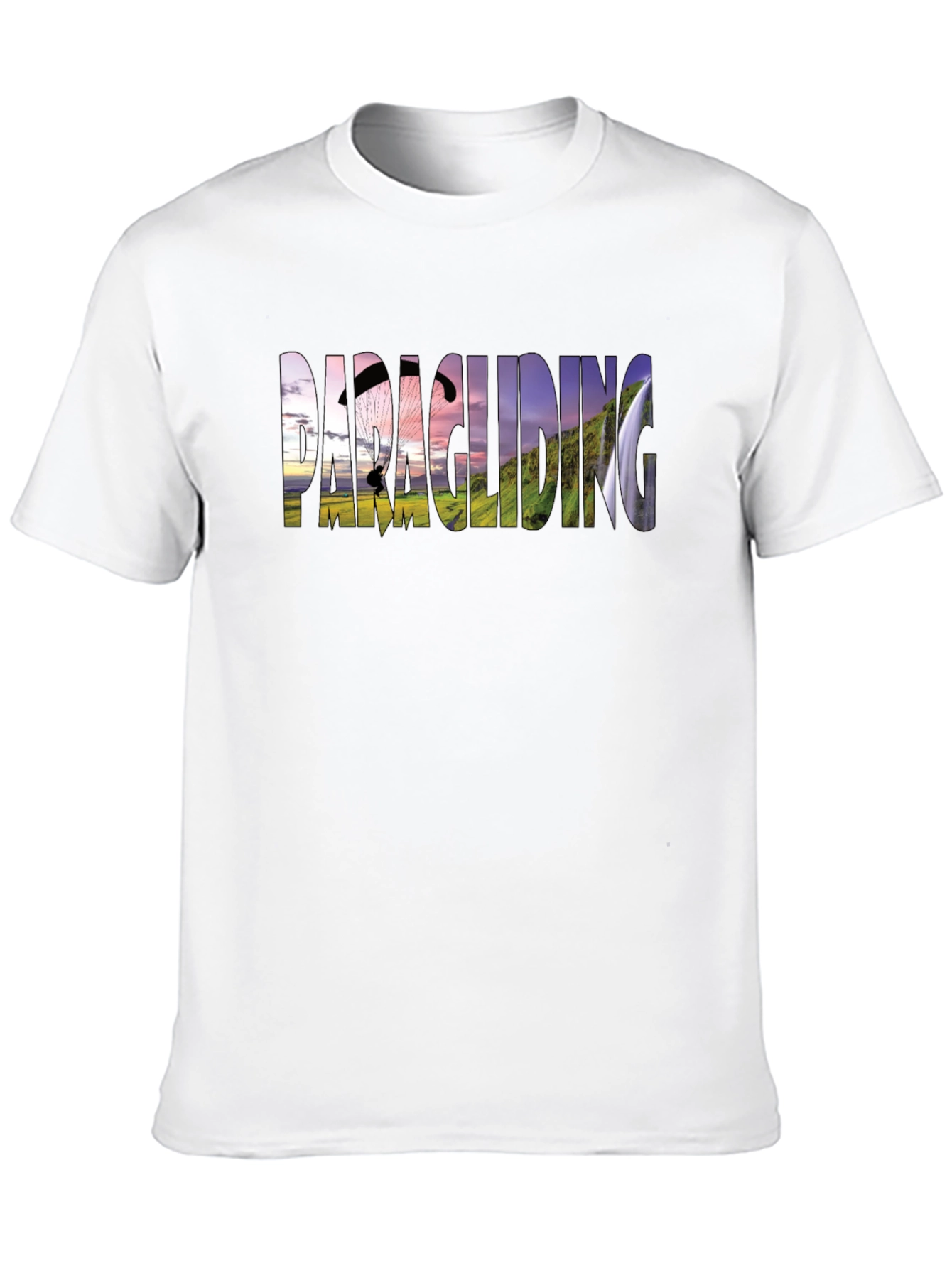 Paragliding Graphic Print Black T-Shirt