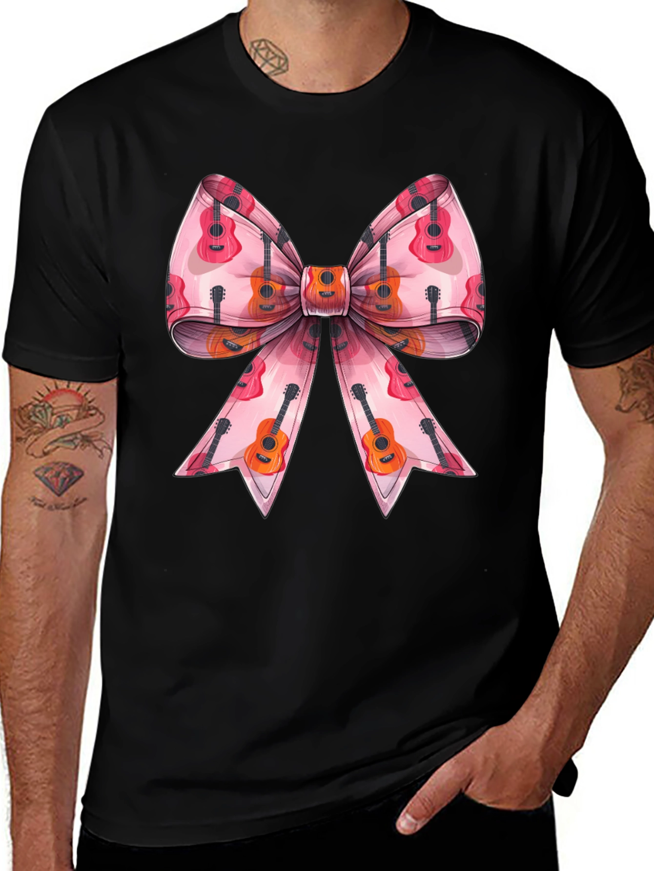 Guitar Bow Graphic Tee - Music Lover Fashion